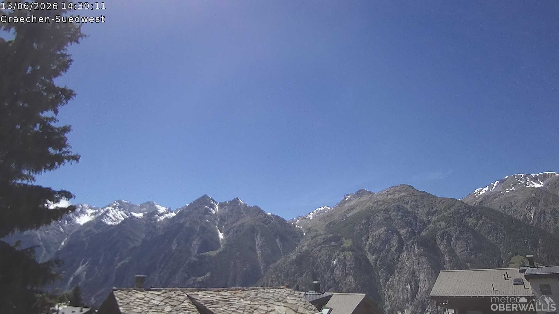 Archiv Foto Webcam Grächen - Blick nach Süd-West