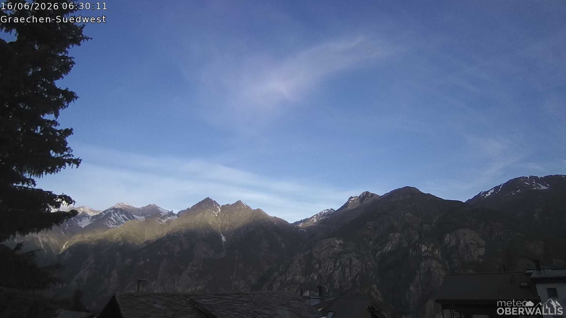 Archiv Foto Webcam Grächen - Blick nach Süd-West