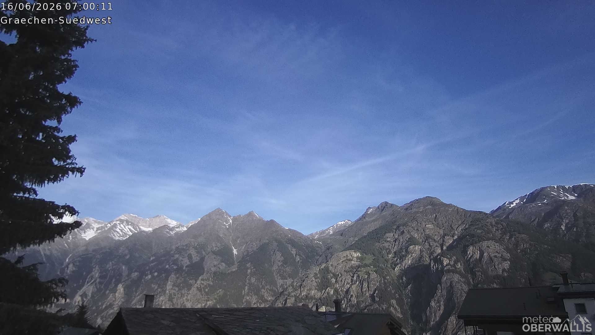 Archiv Foto Webcam Grächen - Blick nach Süd-West