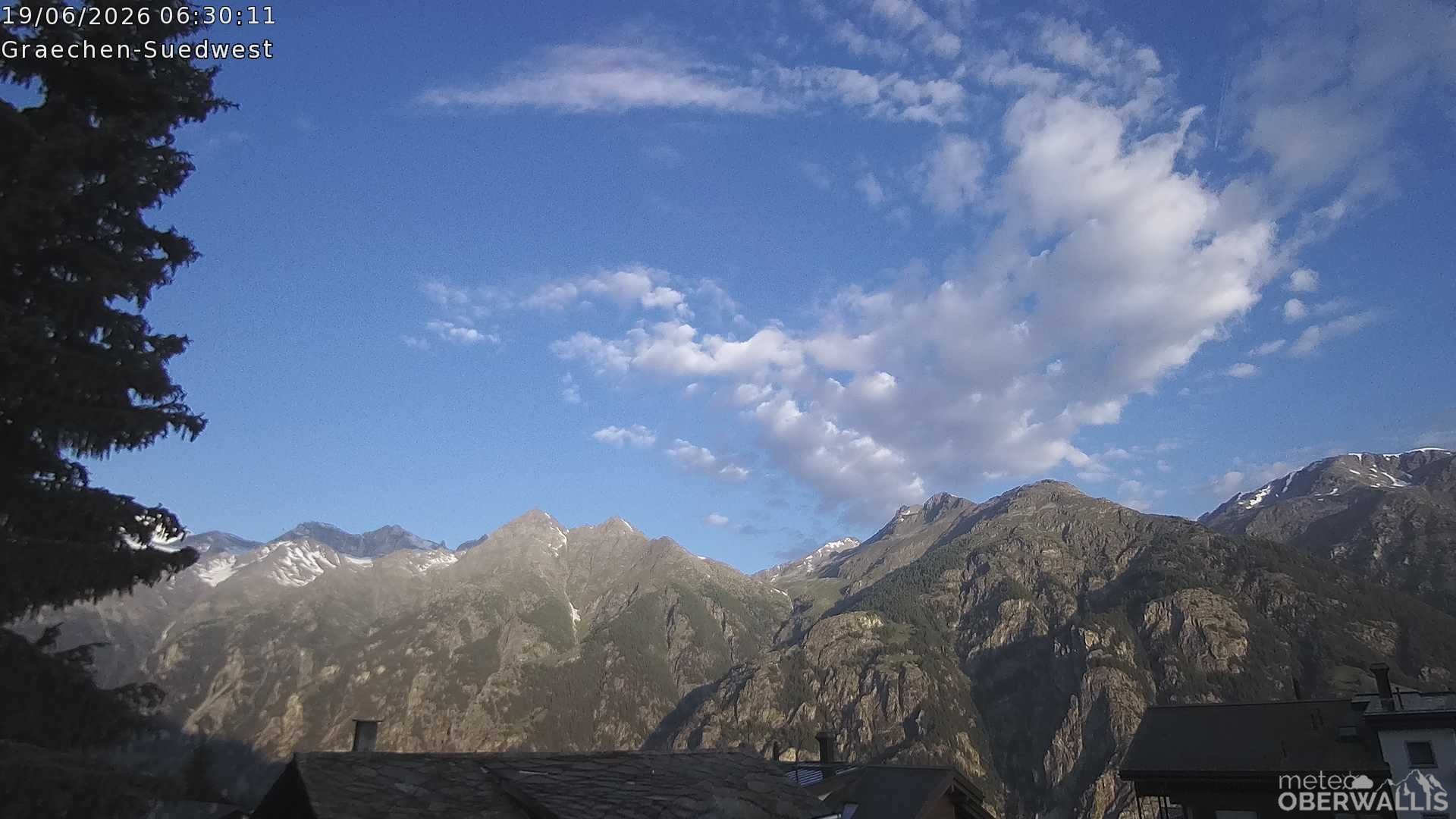 Archiv Foto Webcam Grächen - Blick nach Süd-West