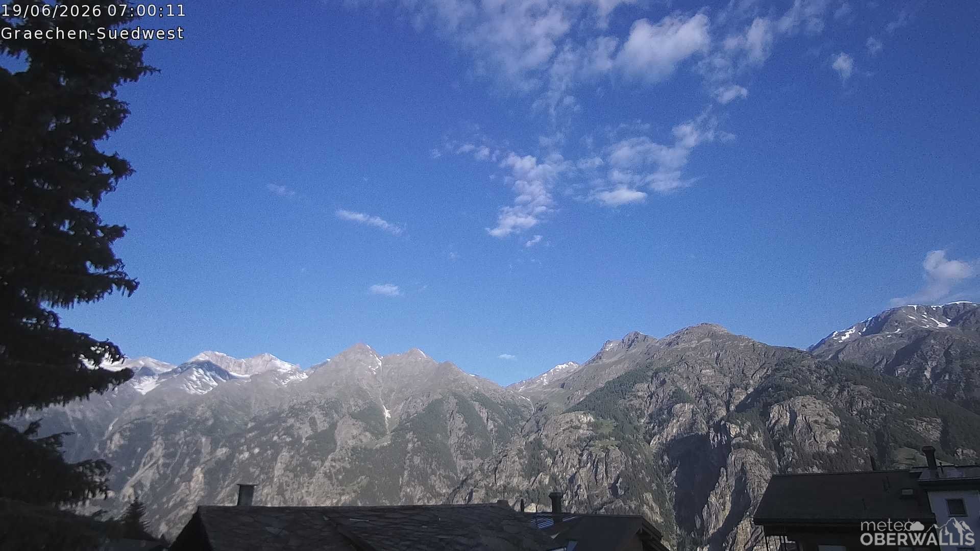 Archiv Foto Webcam Grächen - Blick nach Süd-West