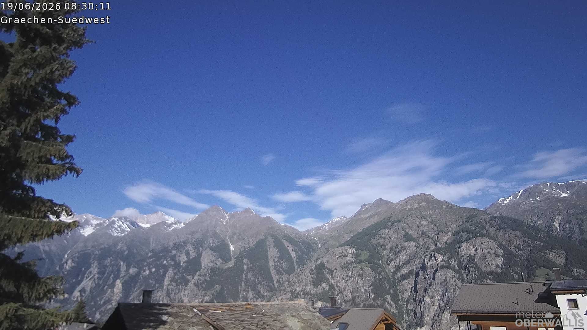 Archiv Foto Webcam Grächen - Blick nach Süd-West