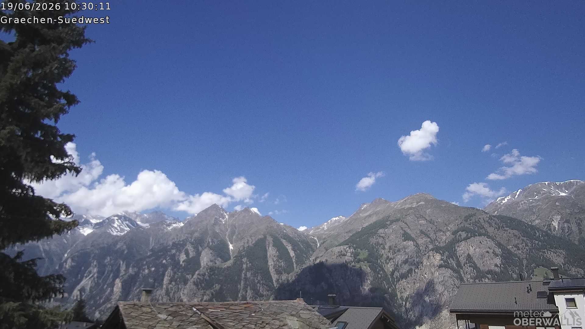 Archiv Foto Webcam Grächen - Blick nach Süd-West