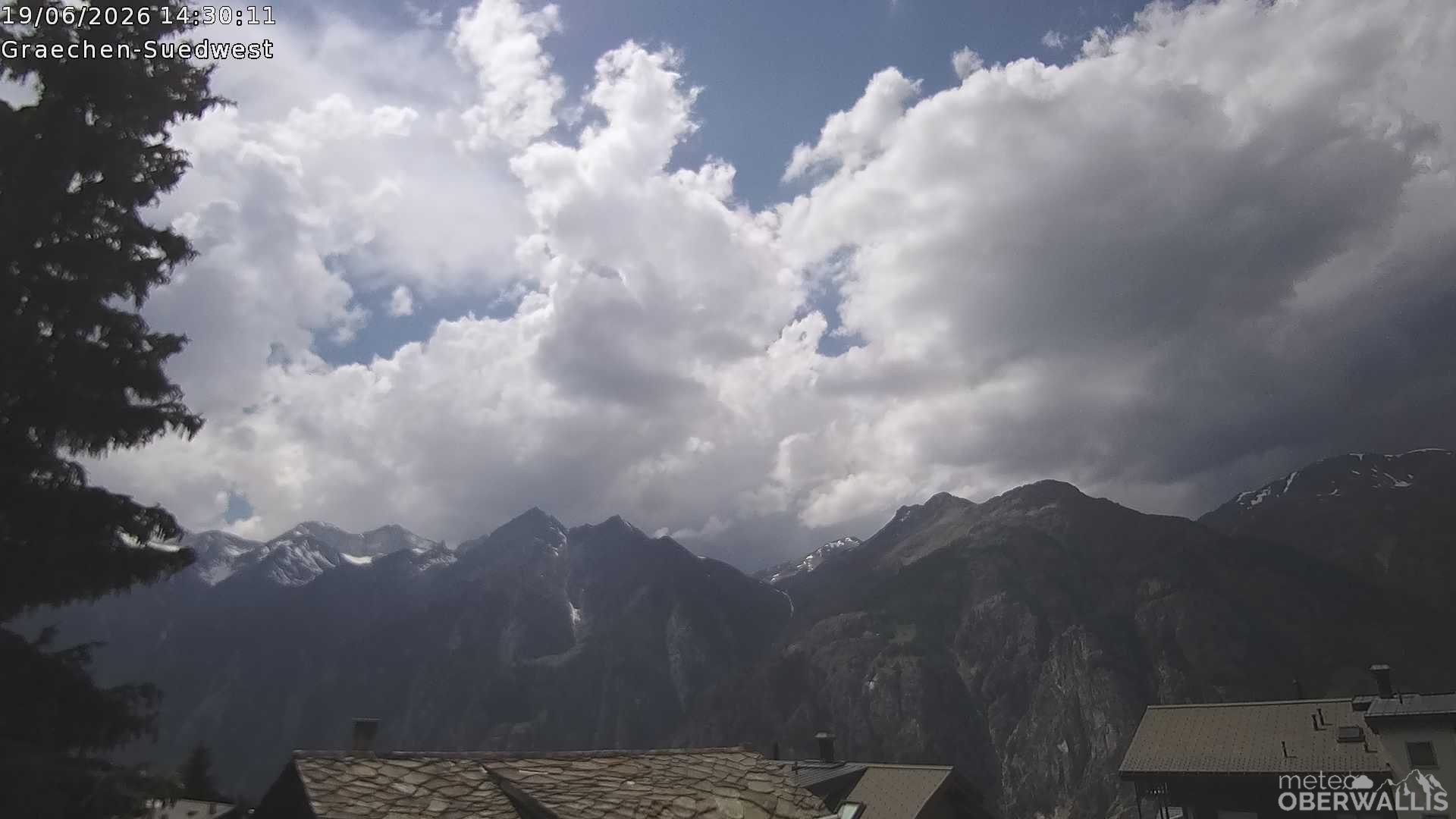 Archiv Foto Webcam Grächen - Blick nach Süd-West
