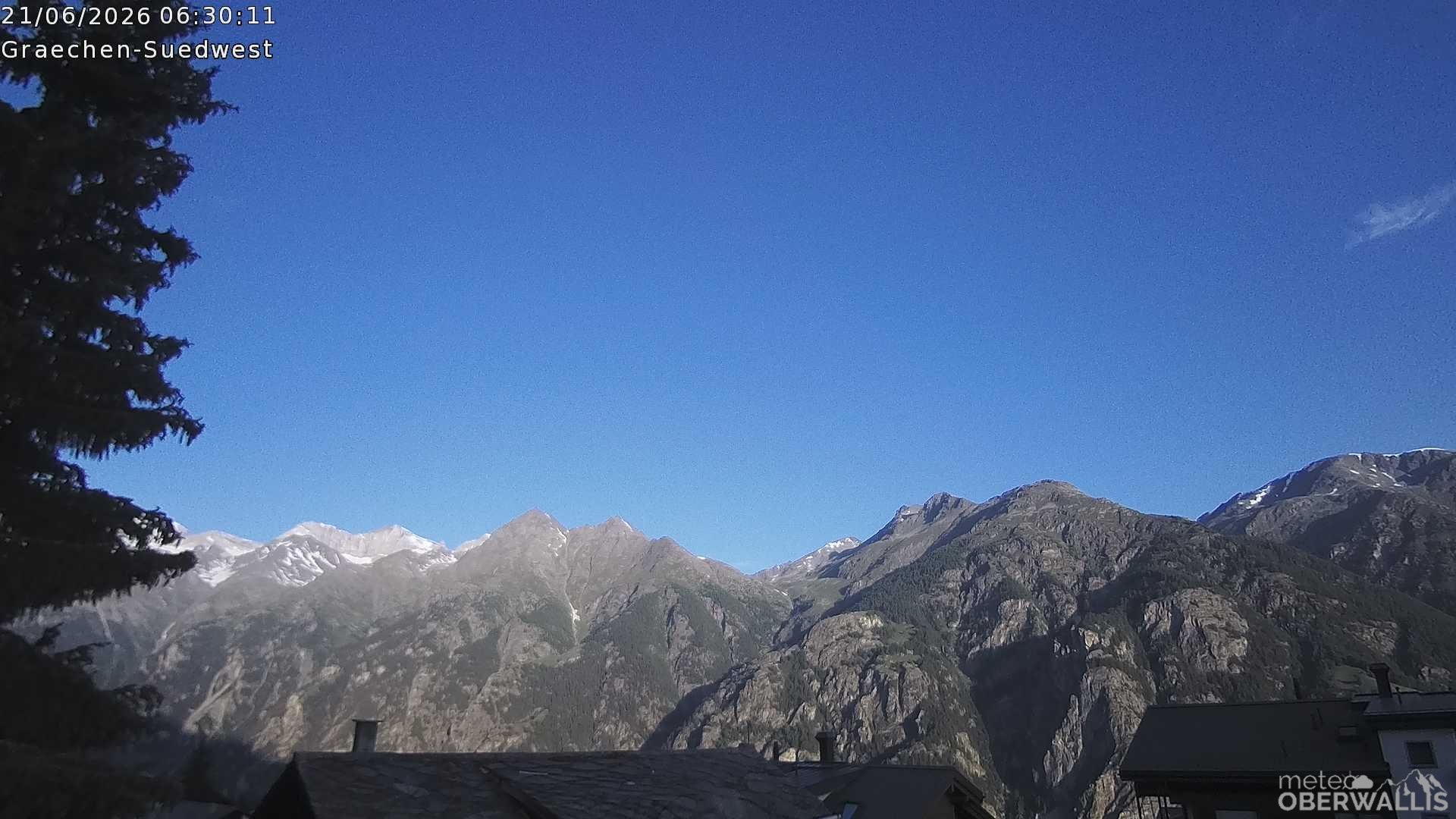 Archiv Foto Webcam Grächen - Blick nach Süd-West