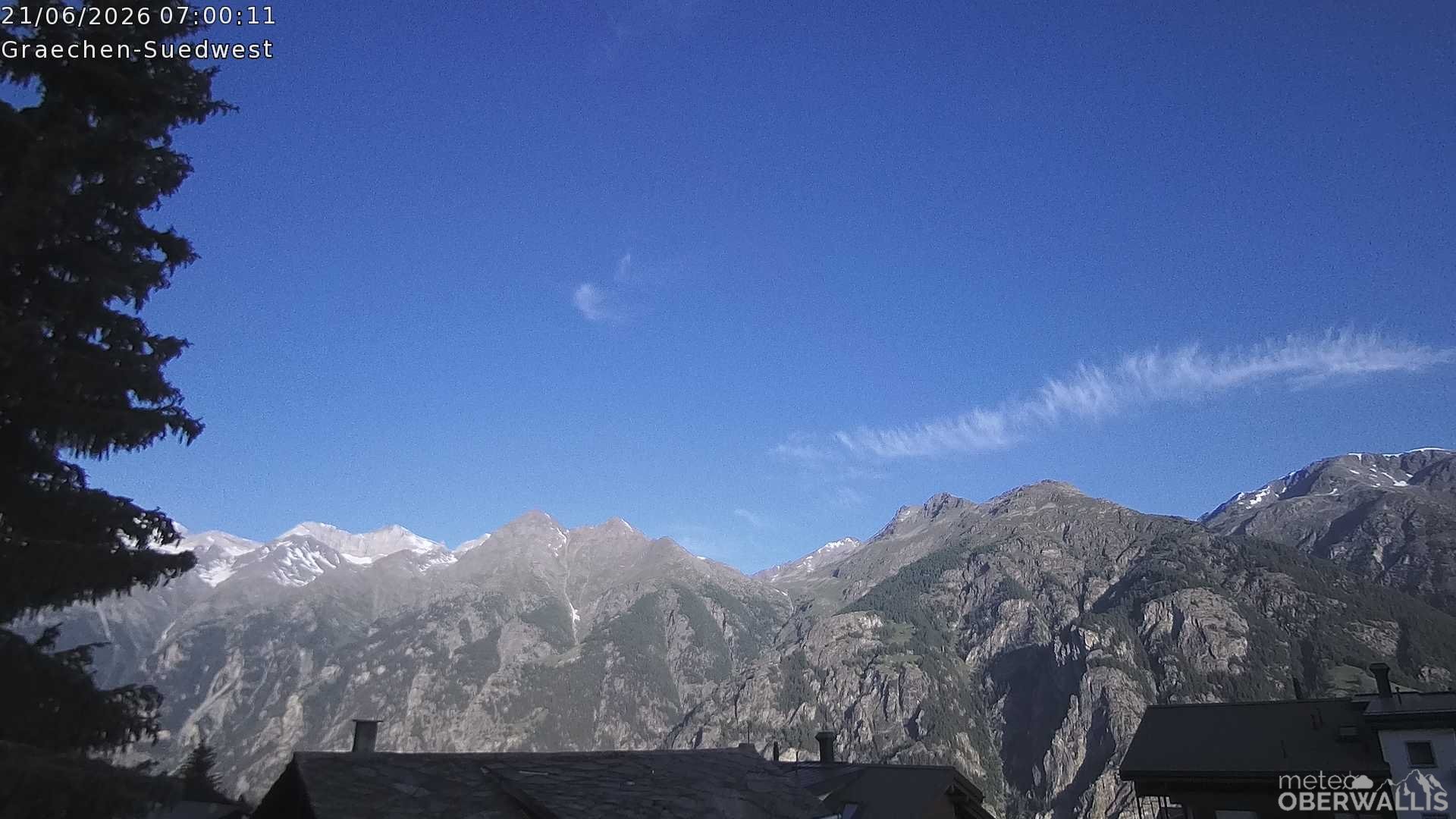 Archiv Foto Webcam Grächen - Blick nach Süd-West