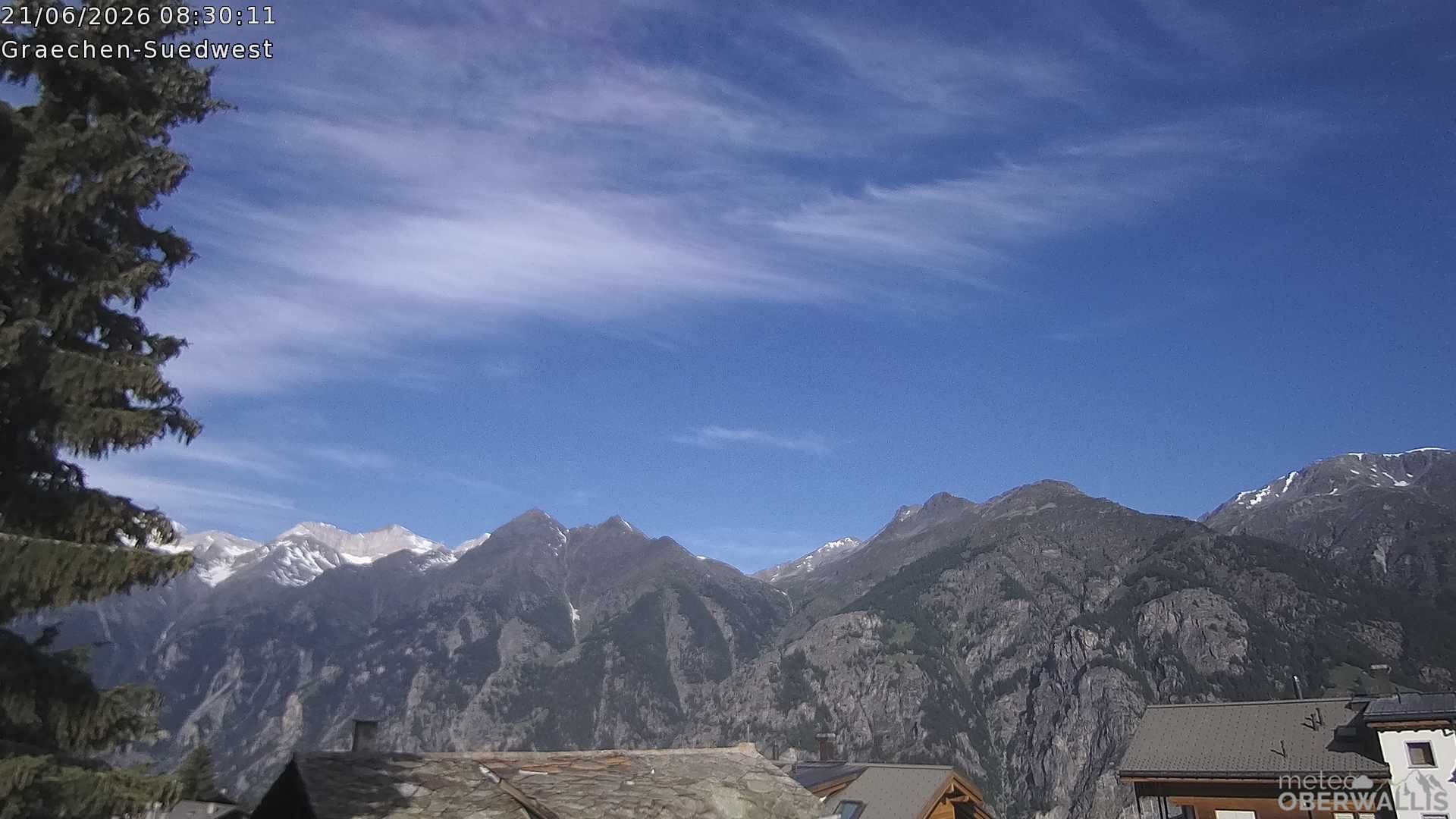 Archiv Foto Webcam Grächen - Blick nach Süd-West