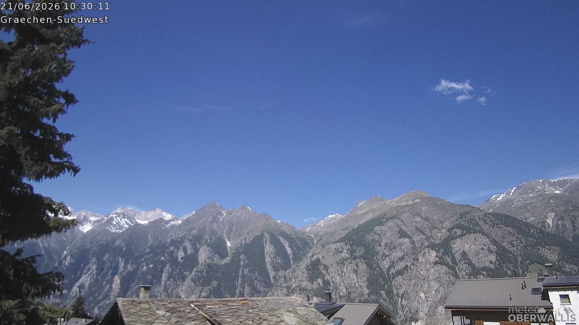 Archiv Foto Webcam Grächen - Blick nach Süd-West