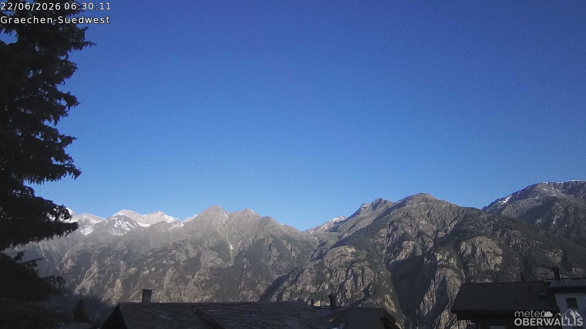 Archiv Foto Webcam Grächen - Blick nach Süd-West