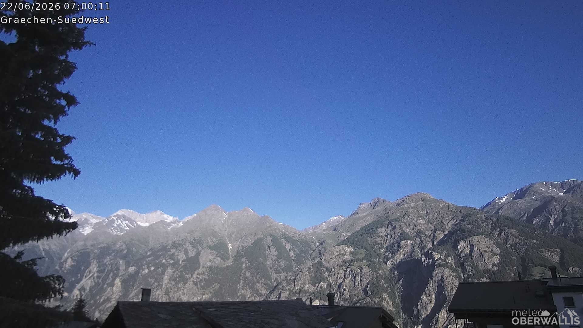 Archiv Foto Webcam Grächen - Blick nach Süd-West