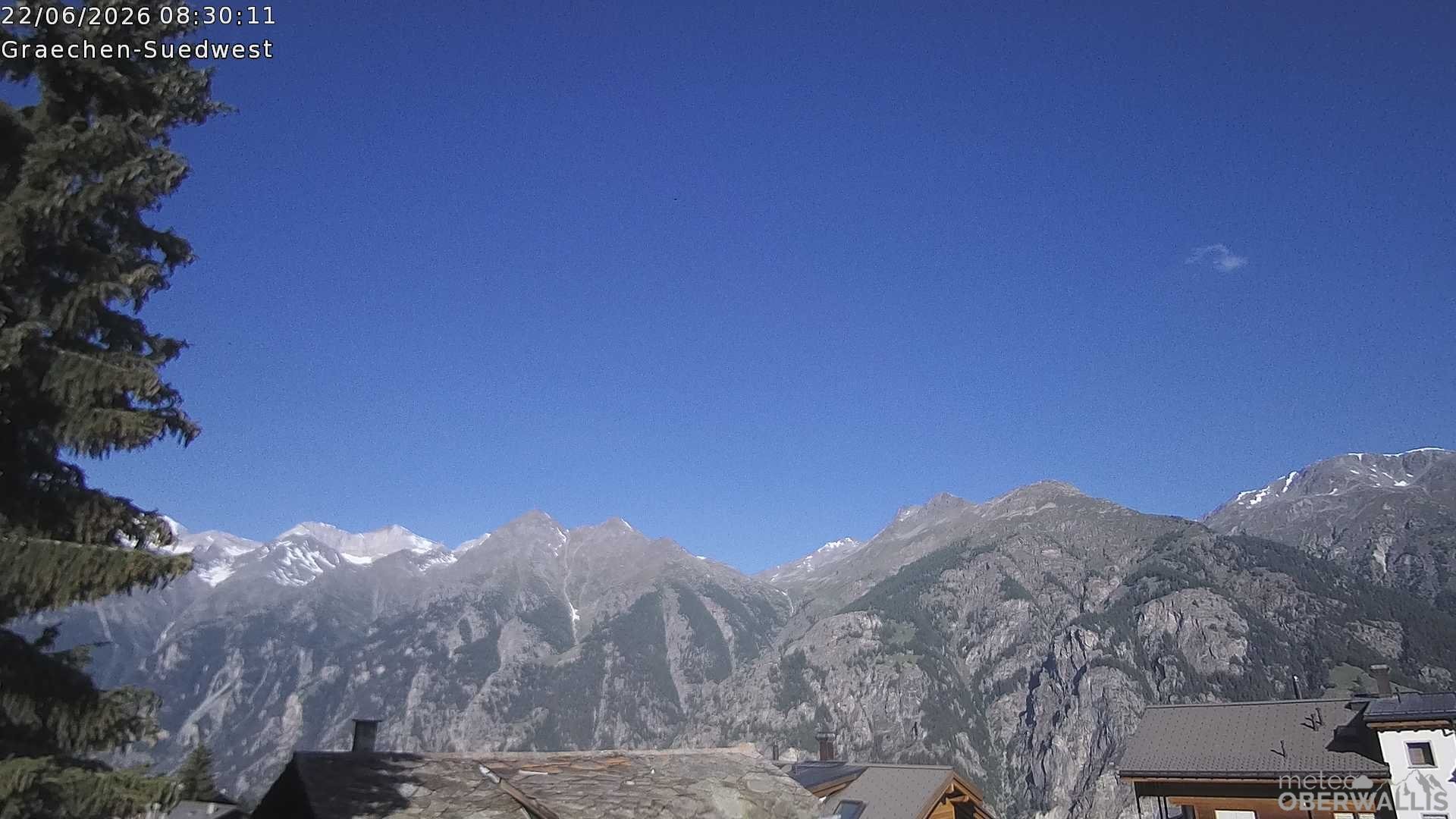 Archiv Foto Webcam Grächen - Blick nach Süd-West