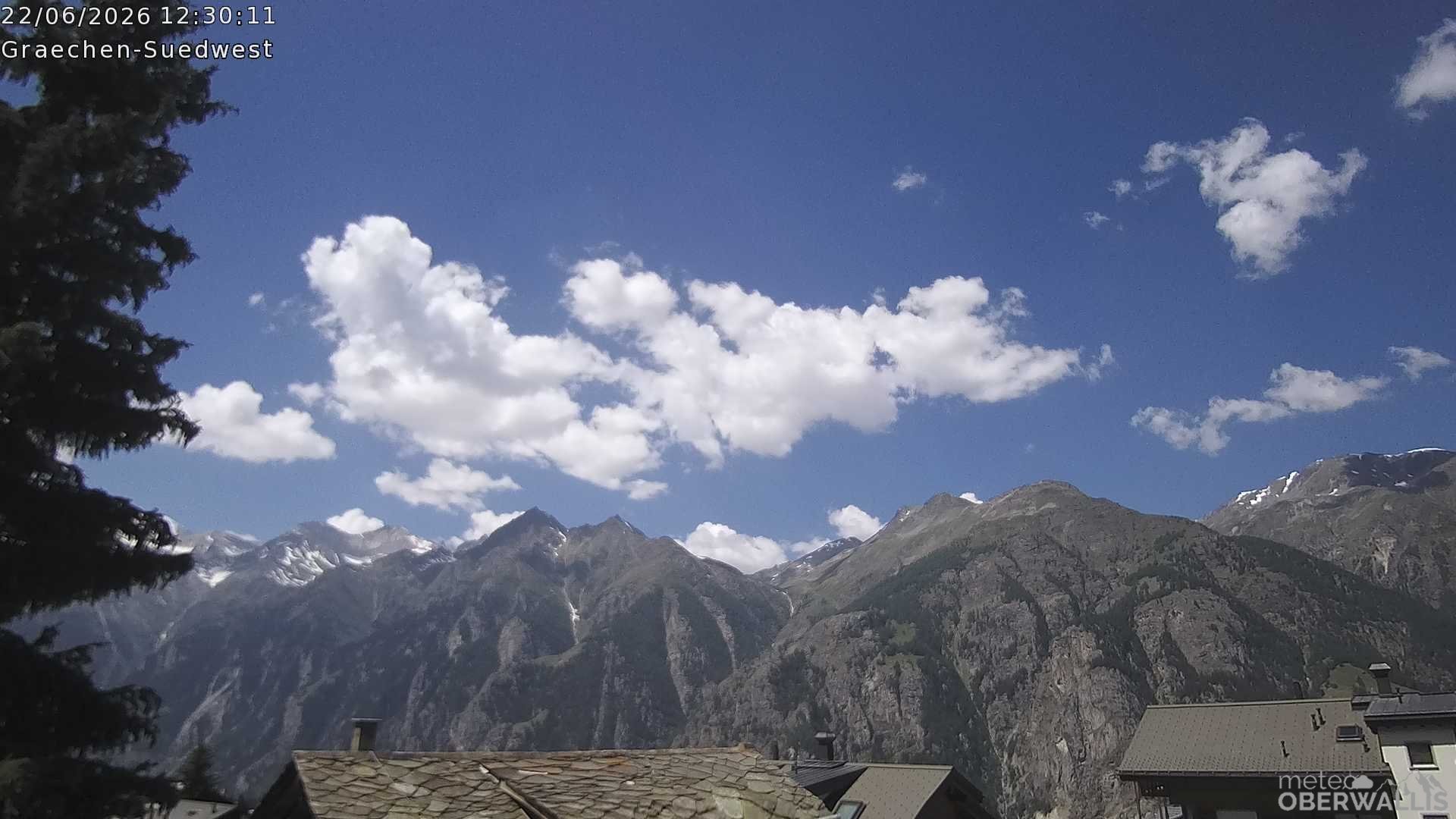 Archiv Foto Webcam Grächen - Blick nach Süd-West