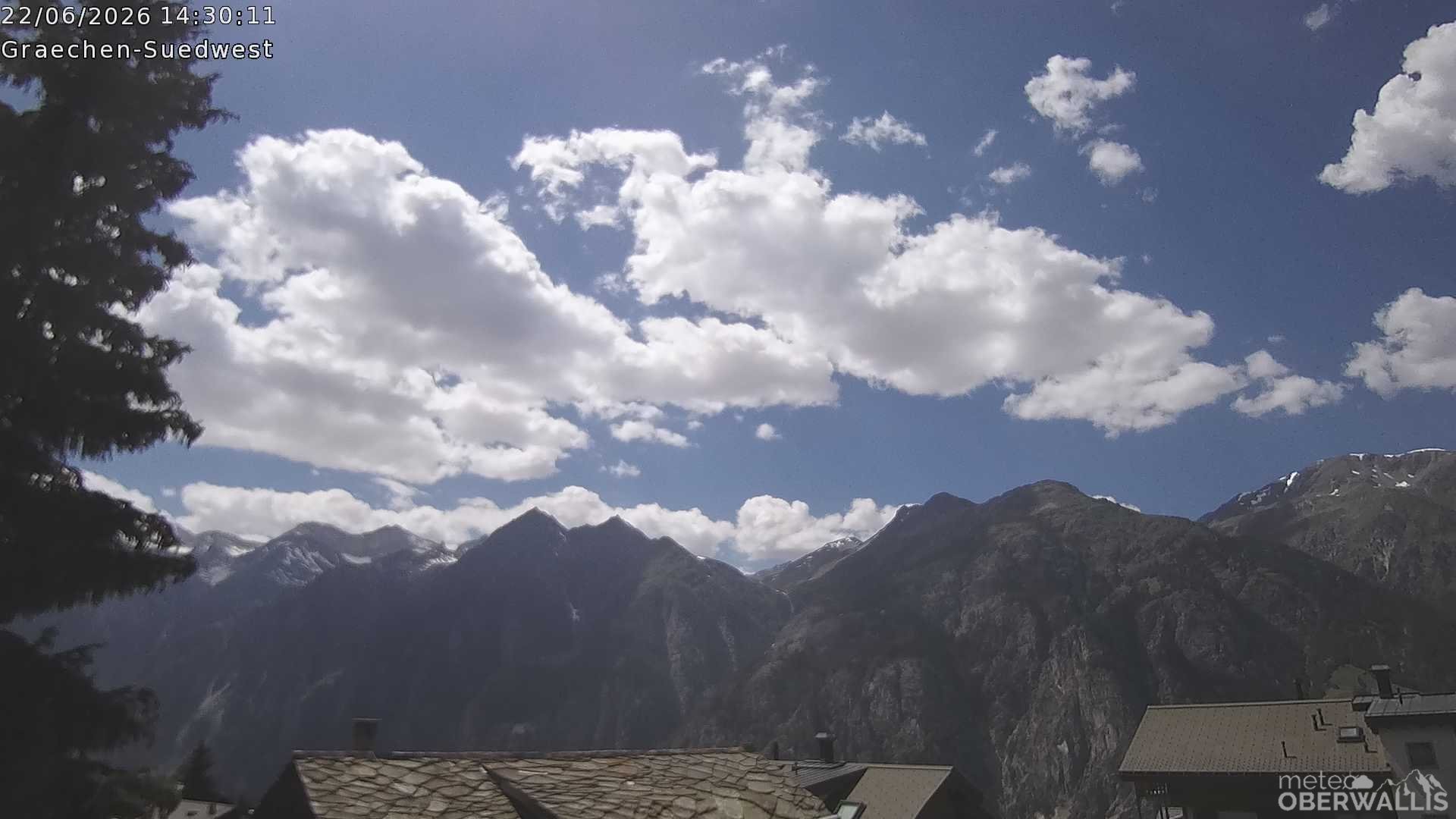 Archiv Foto Webcam Grächen - Blick nach Süd-West