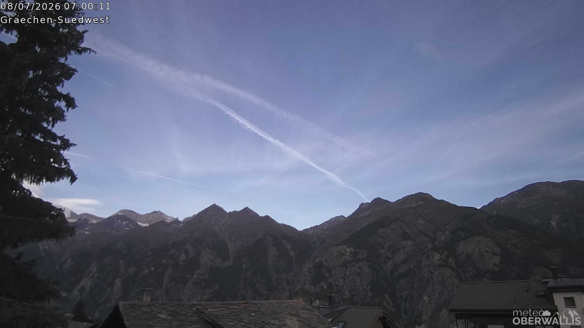 Archived image Webcam Grächen - South-West: Weisshorn