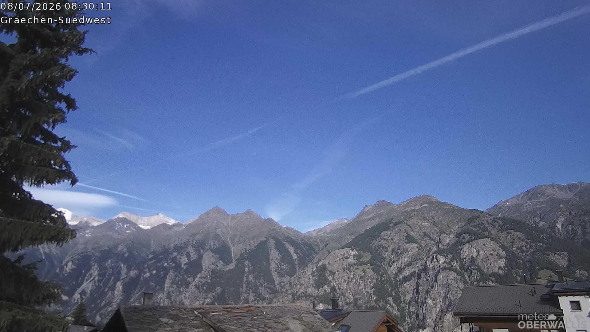 Archived image Webcam Grächen - South-West: Weisshorn