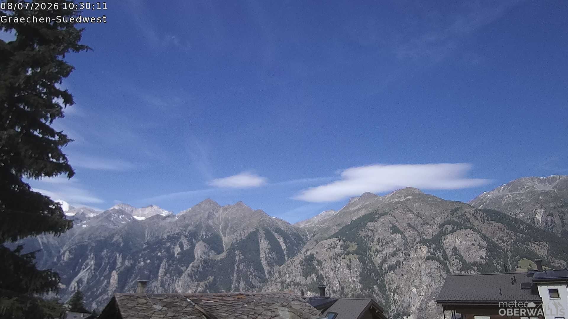 Archived image Webcam Grächen - South-West: Weisshorn