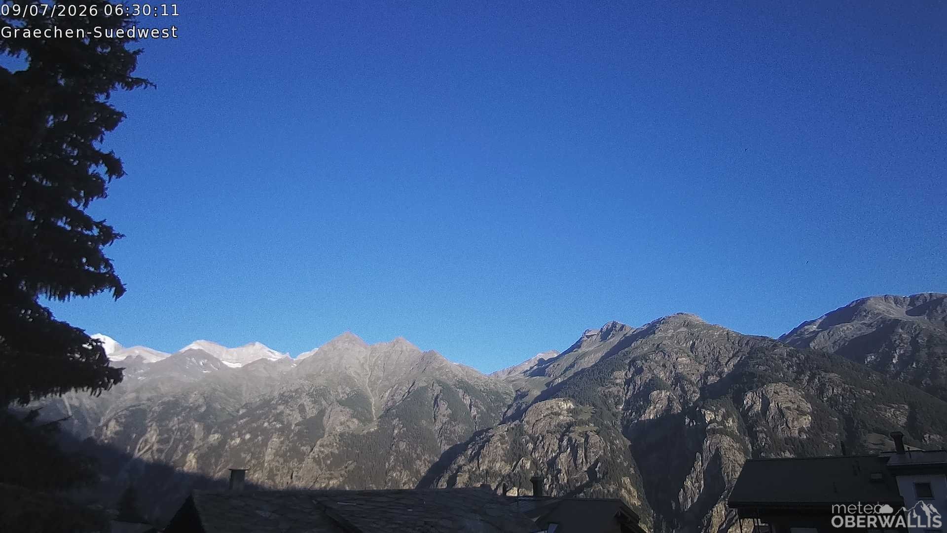 Archiv Foto Webcam Grächen - Blick nach Süd-West