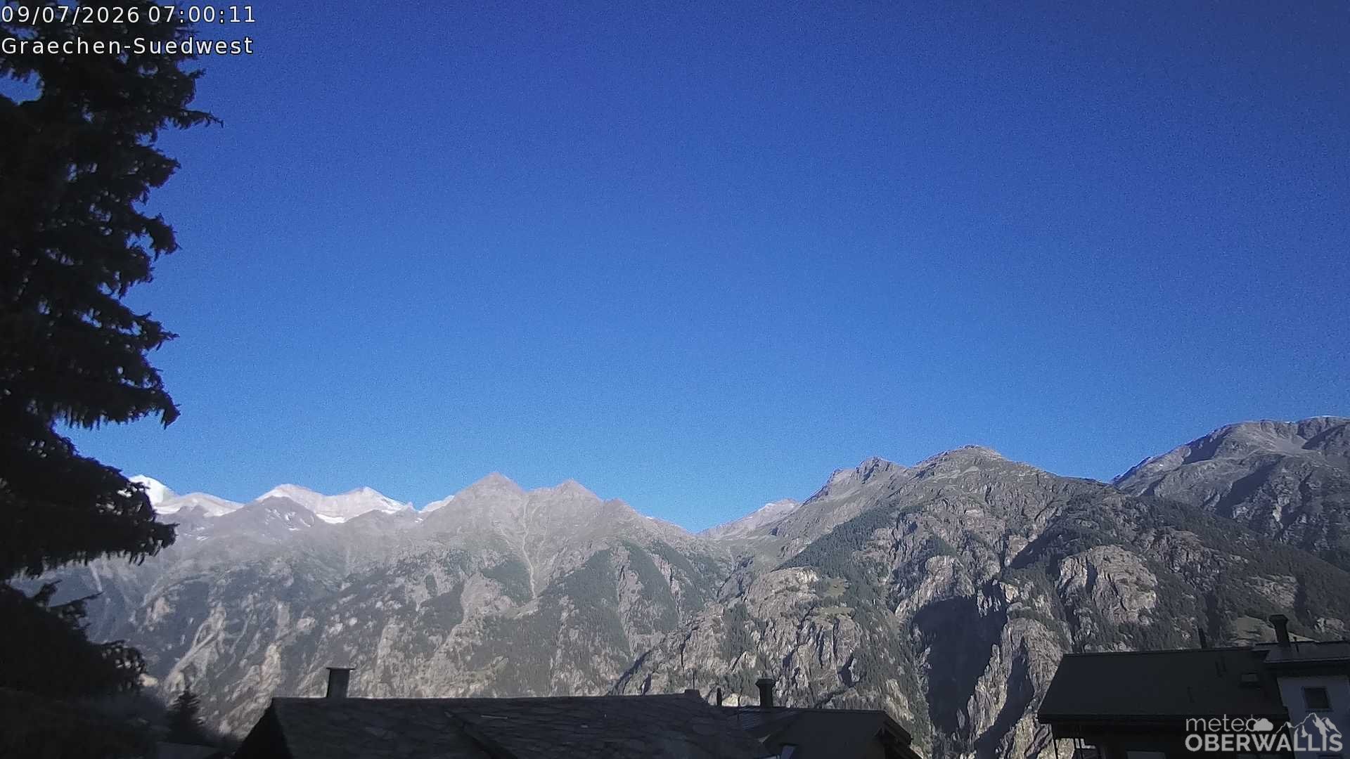 Archiv Foto Webcam Grächen - Blick nach Süd-West