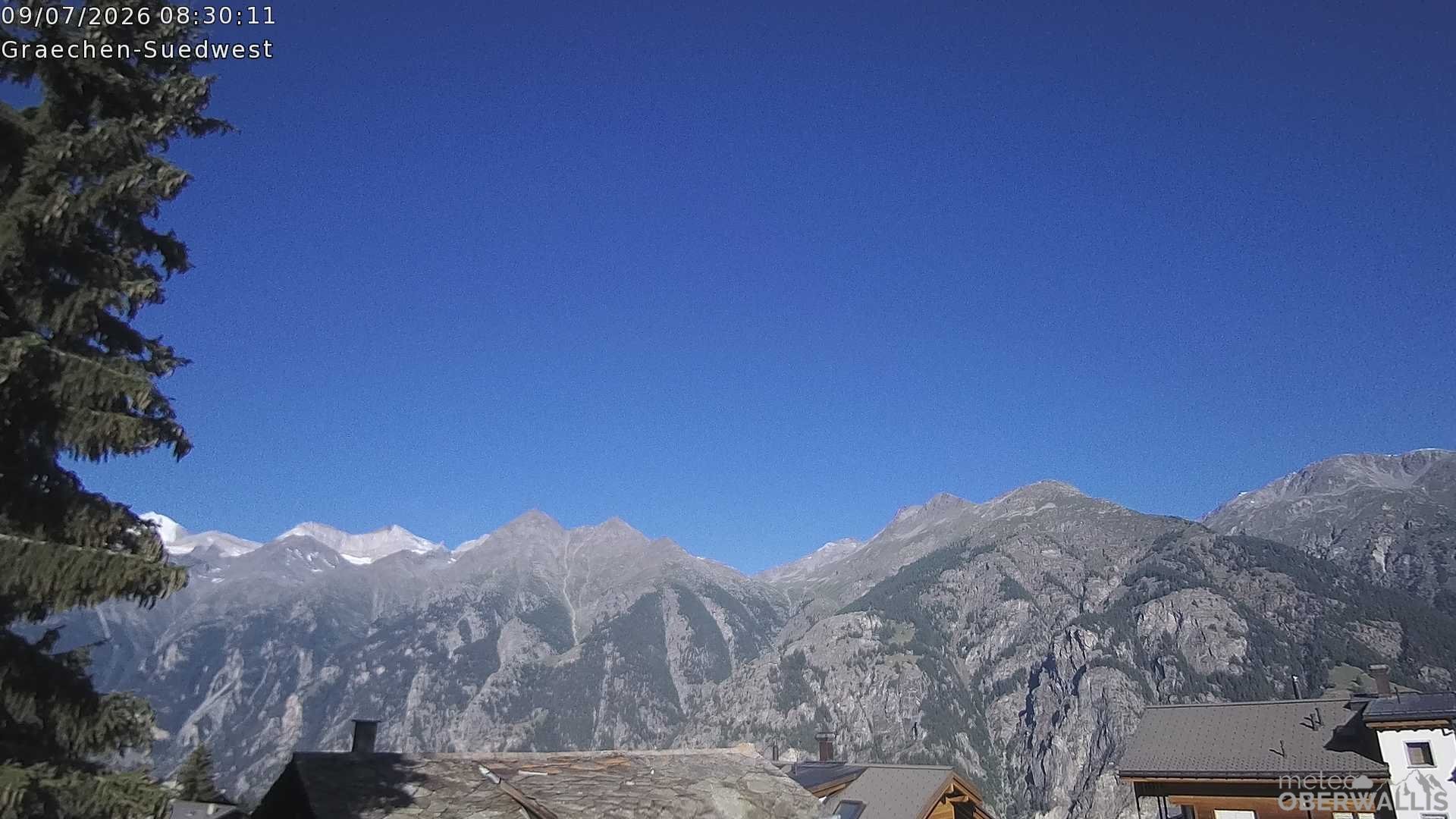 Archiv Foto Webcam Grächen - Blick nach Süd-West