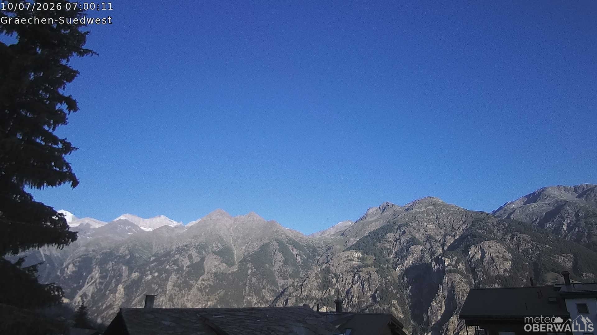 Archived image Webcam Grächen - South-West: Weisshorn