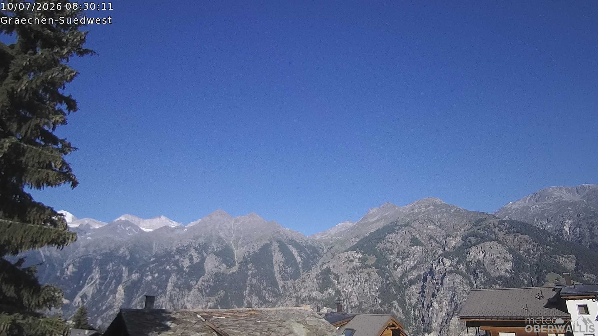Archived image Webcam Grächen - South-West: Weisshorn