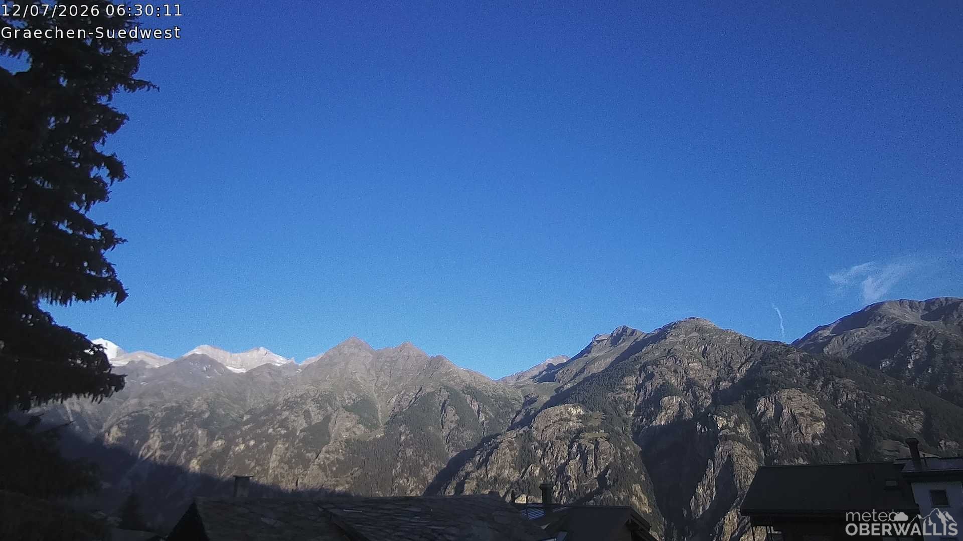 Archived image Webcam Grächen - South-West: Weisshorn