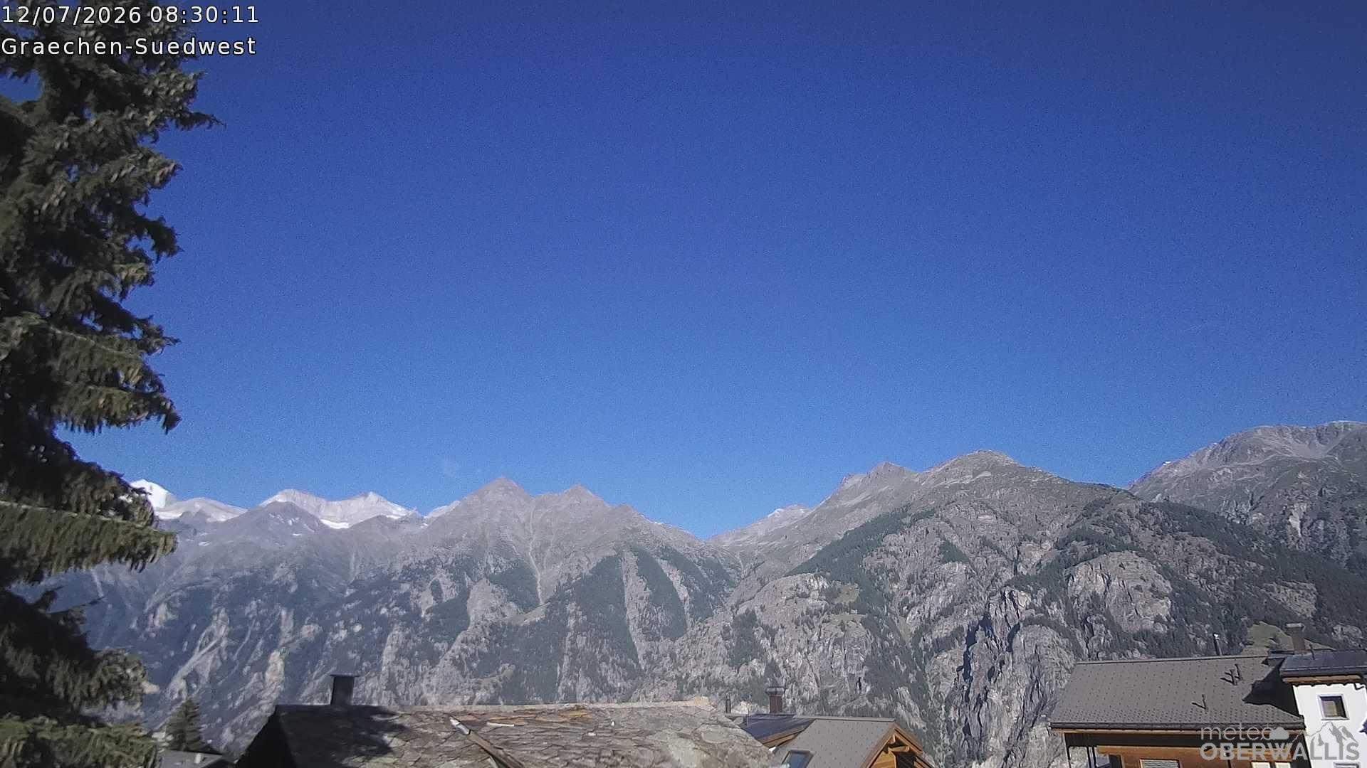 Archived image Webcam Grächen - South-West: Weisshorn