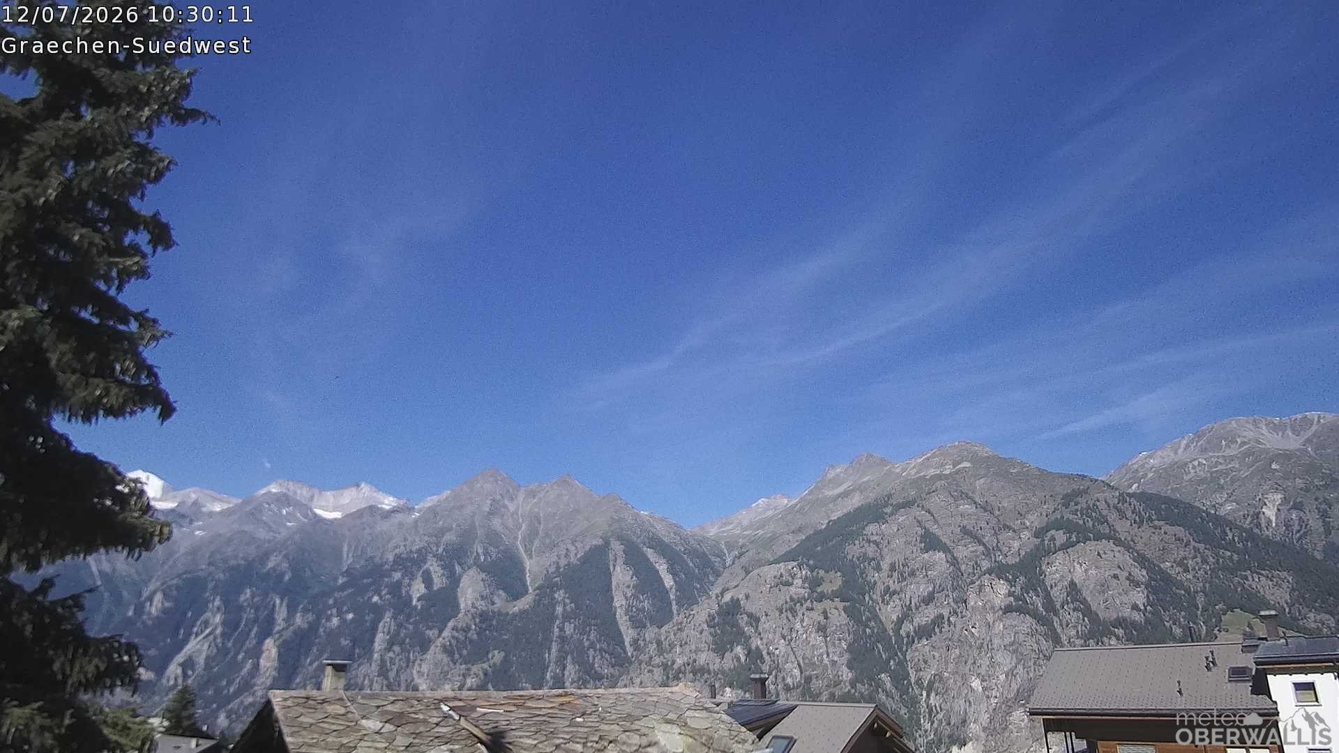 Archived image Webcam Grächen - South-West: Weisshorn