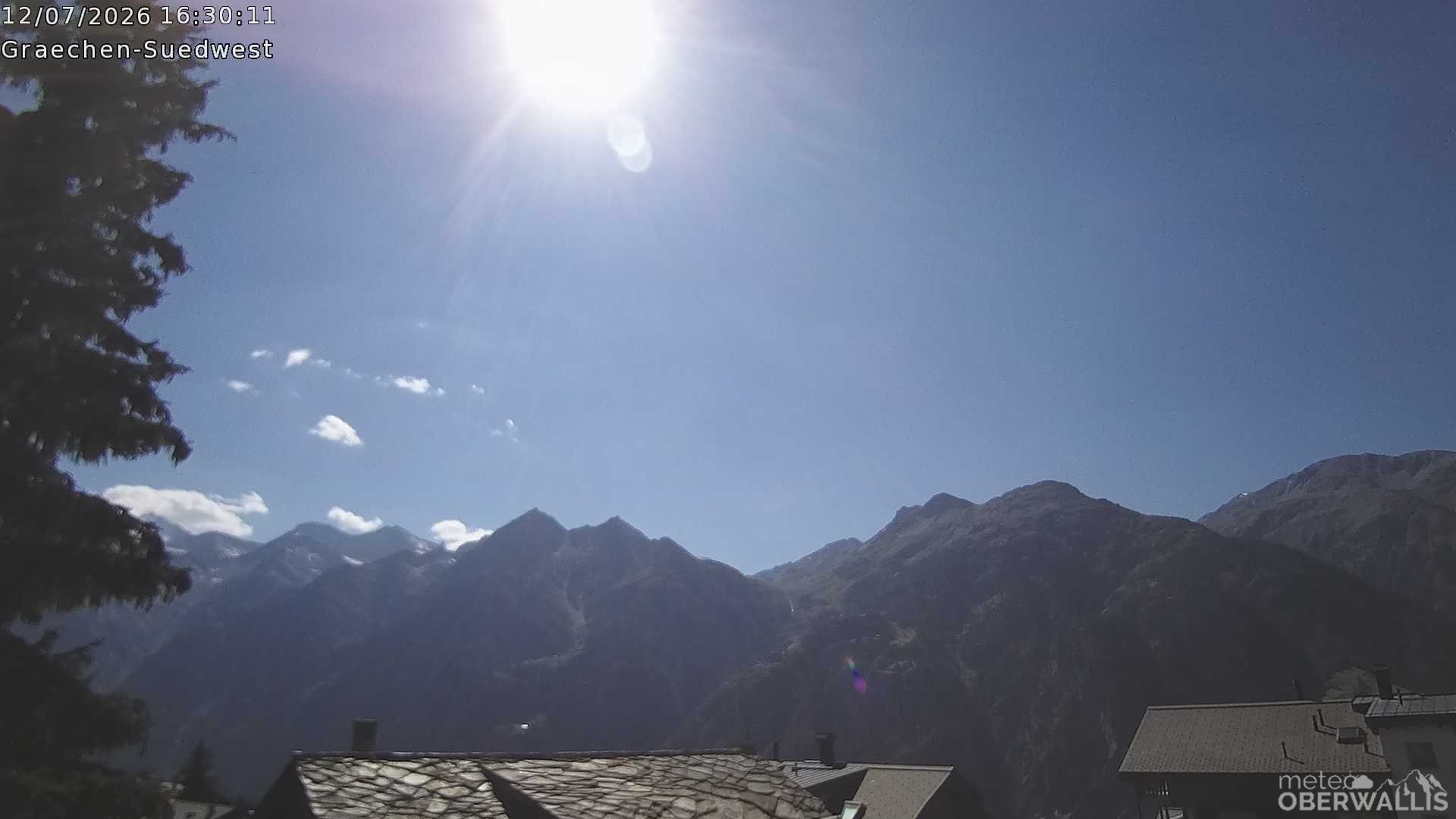 Archived image Webcam Grächen - South-West: Weisshorn