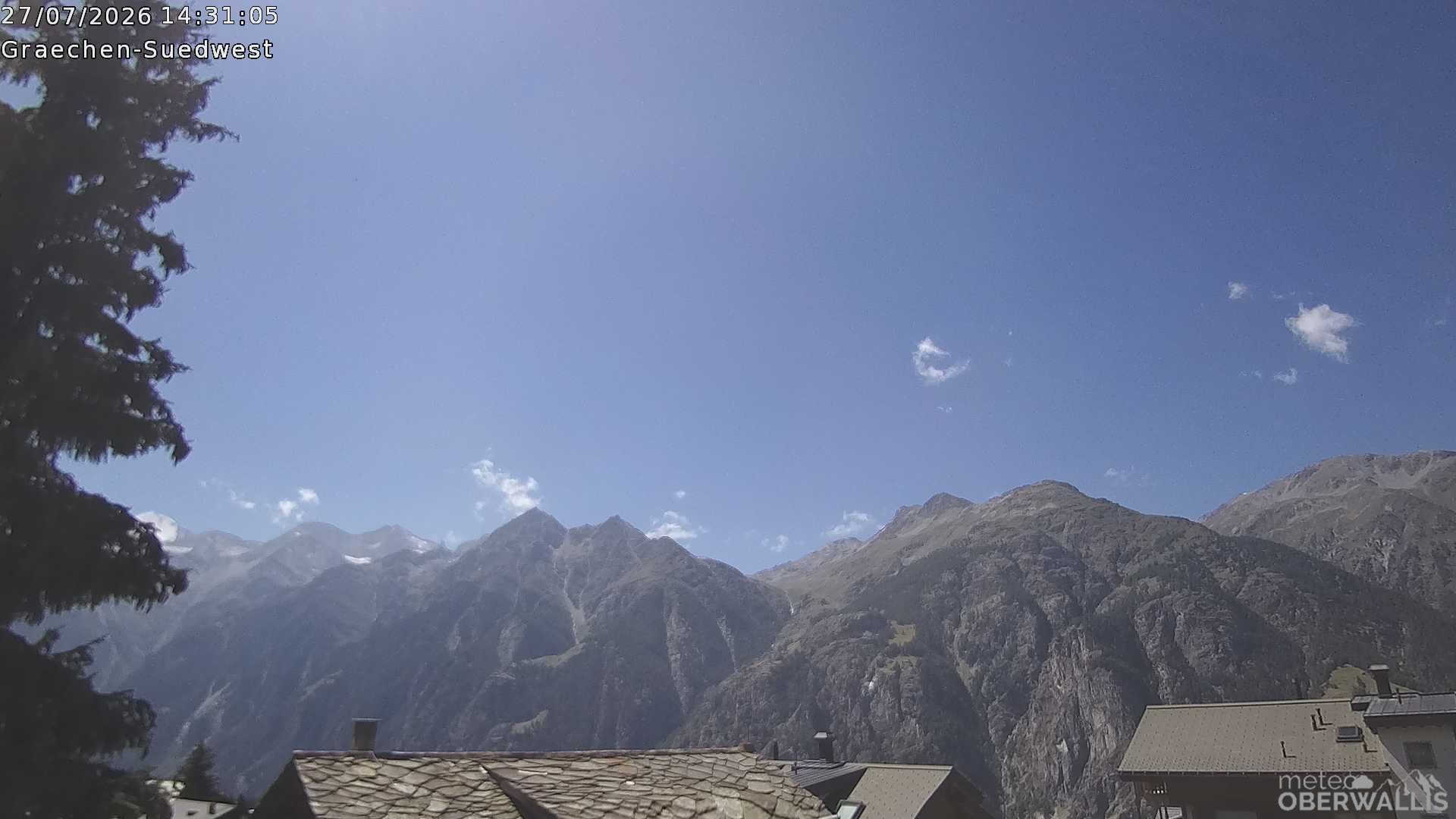 Archived image Webcam Grächen - South-West: Weisshorn