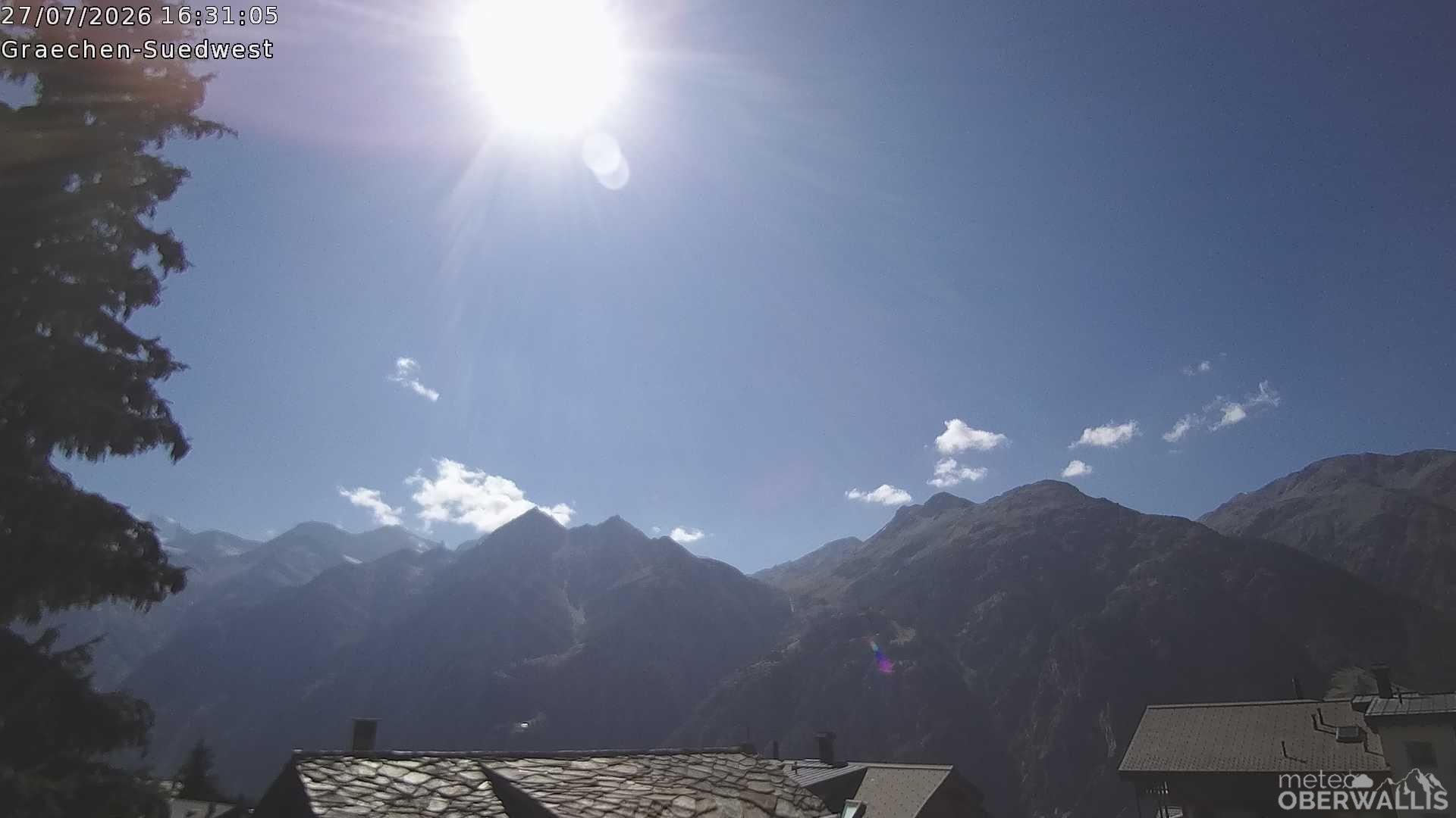 Archived image Webcam Grächen - South-West: Weisshorn