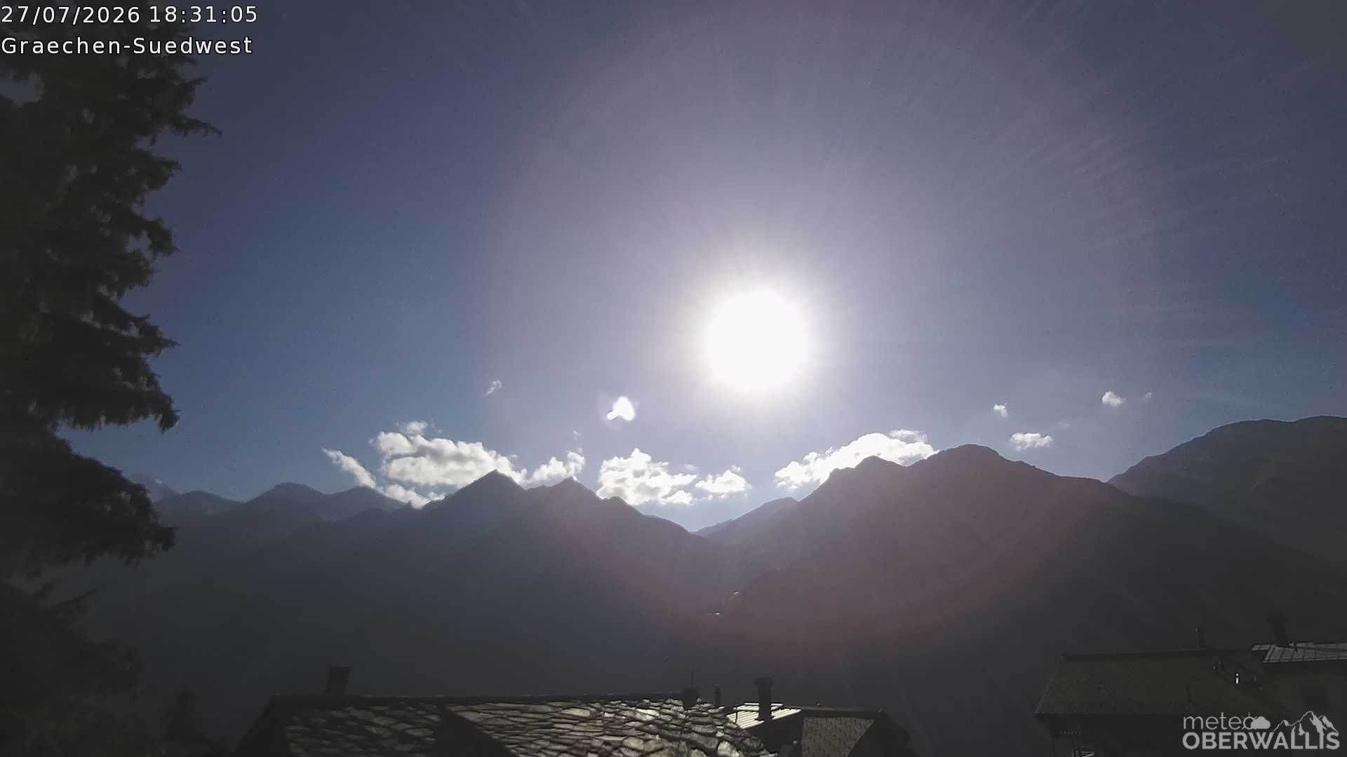 Archived image Webcam Grächen - South-West: Weisshorn