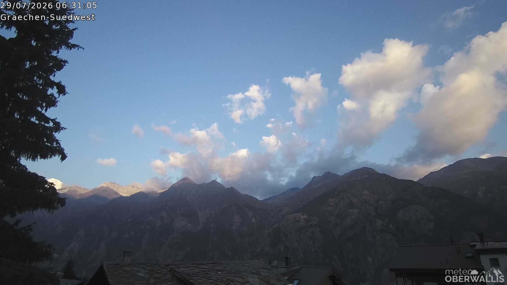 Archiv Foto Webcam Grächen - Blick nach Süd-West
