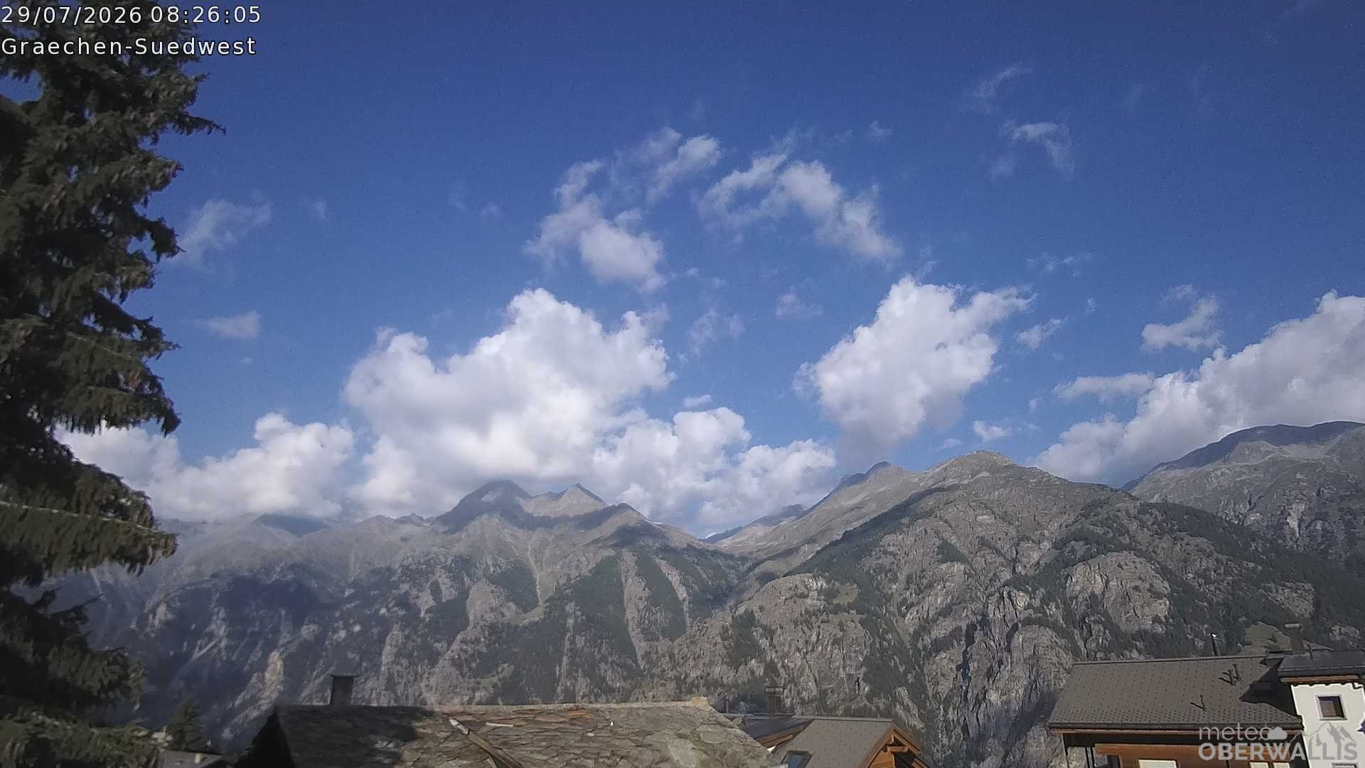 Archiv Foto Webcam Grächen - Blick nach Süd-West