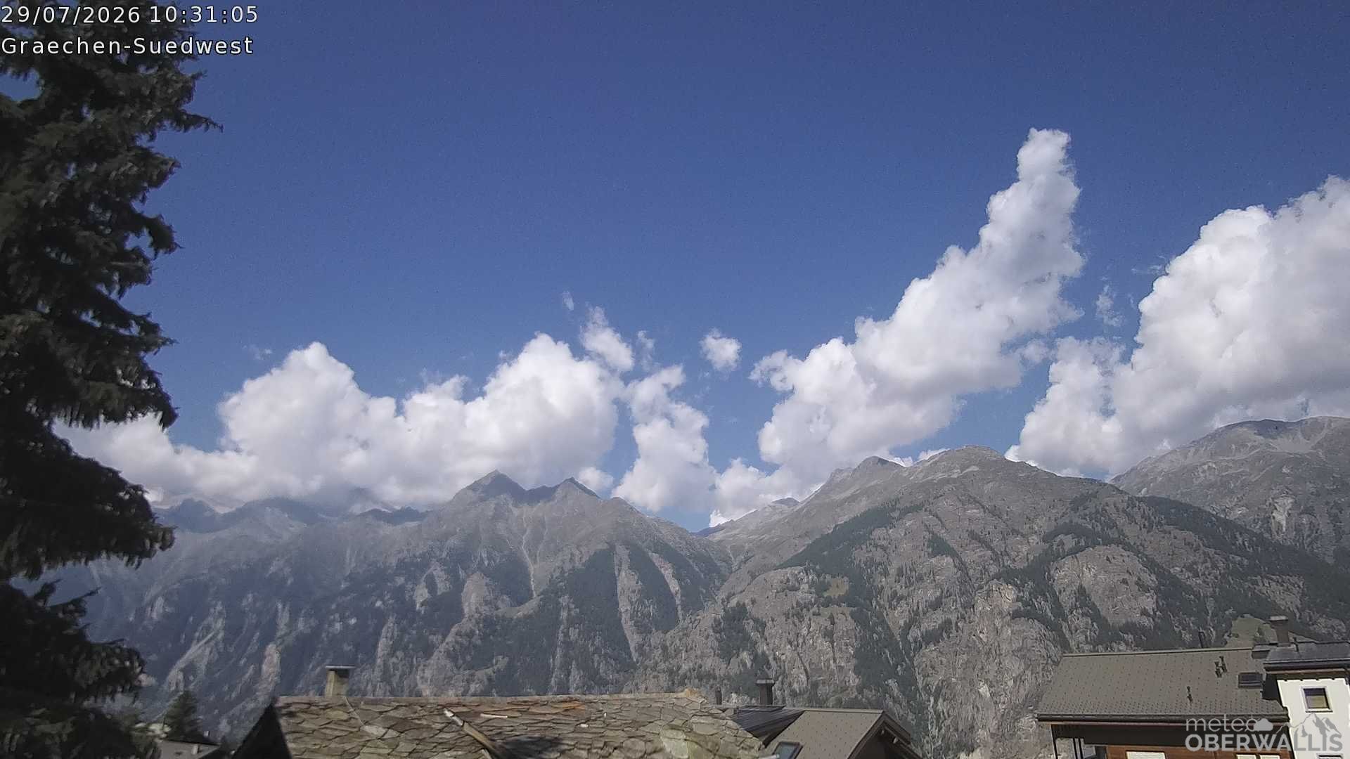 Archiv Foto Webcam Grächen - Blick nach Süd-West