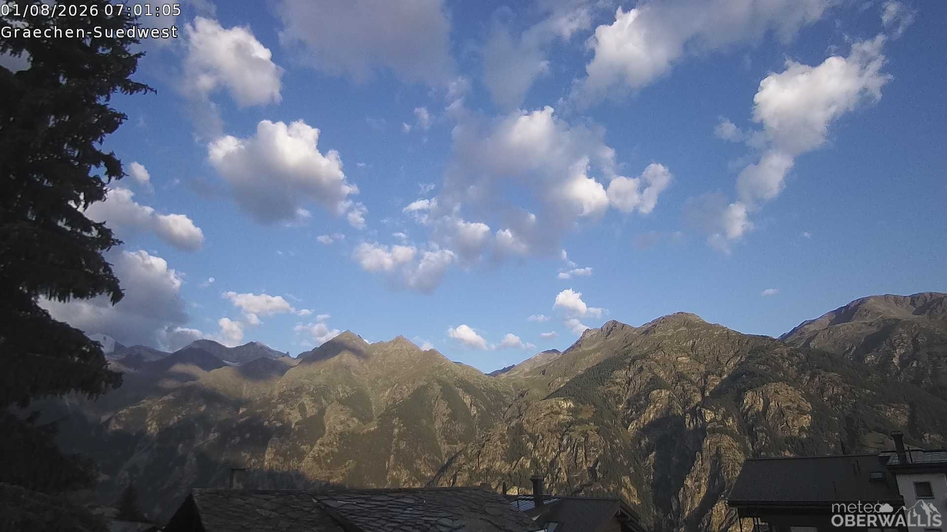 Archived image Webcam Grächen - South-West: Weisshorn