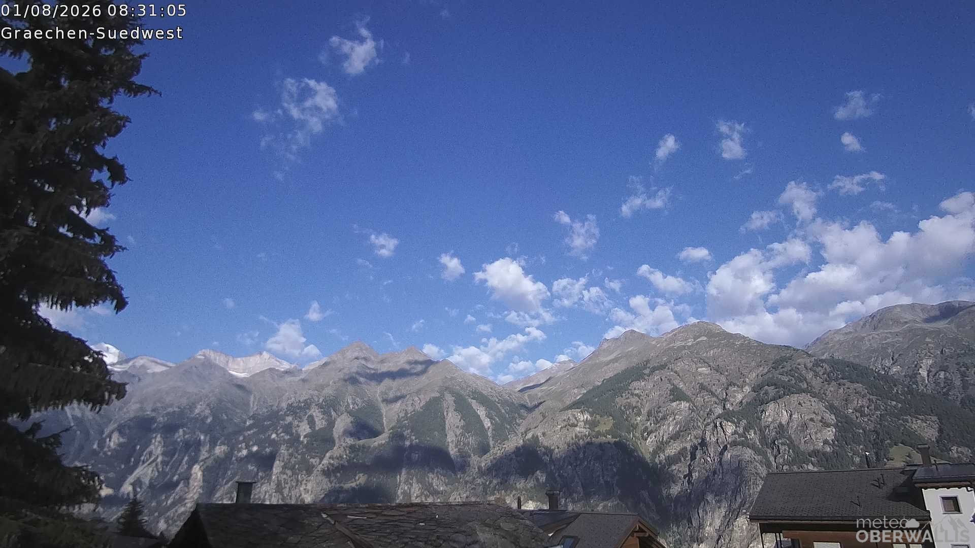 Archived image Webcam Grächen - South-West: Weisshorn