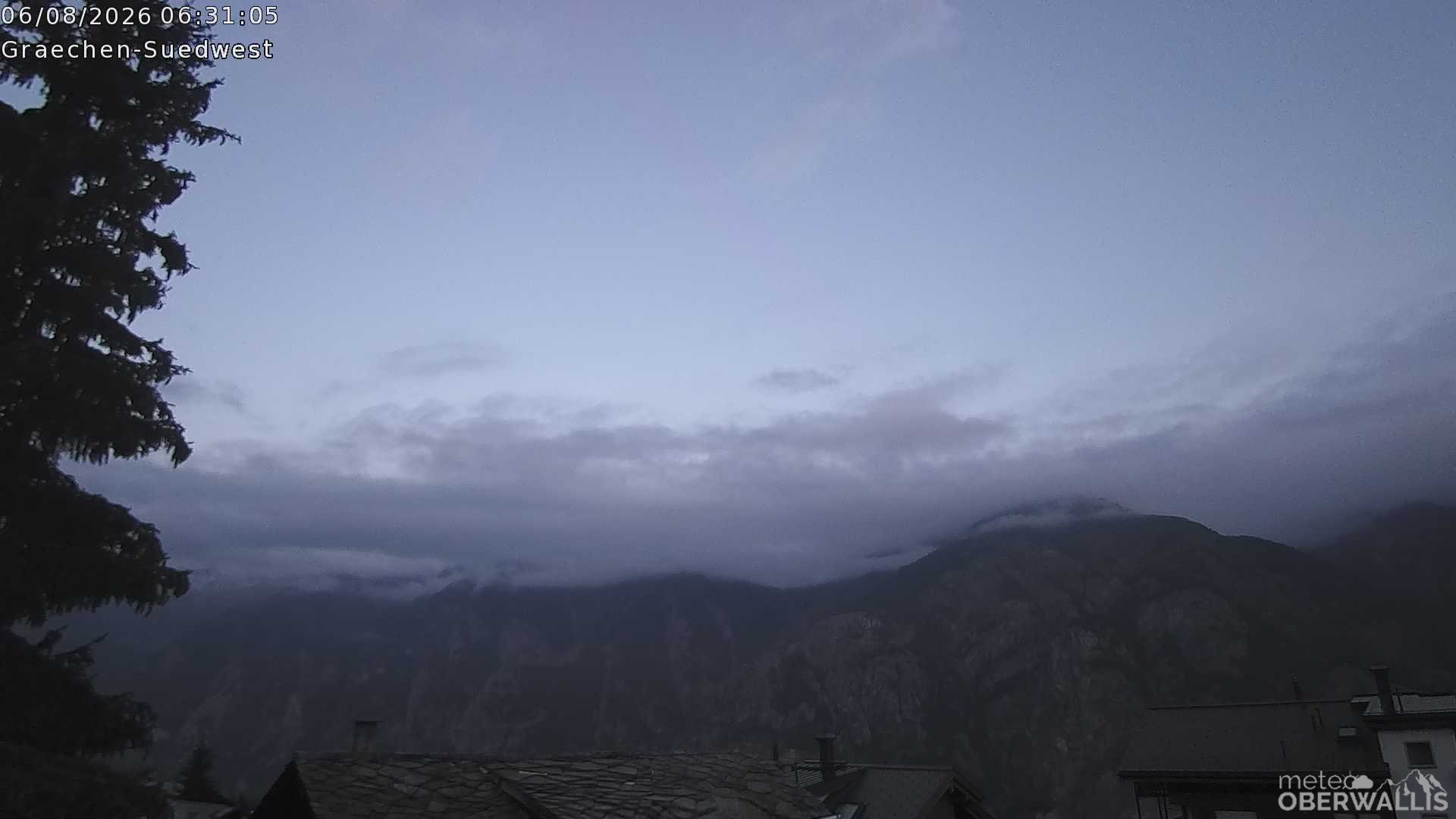 Archiv Foto Webcam Grächen - Blick nach Süd-West