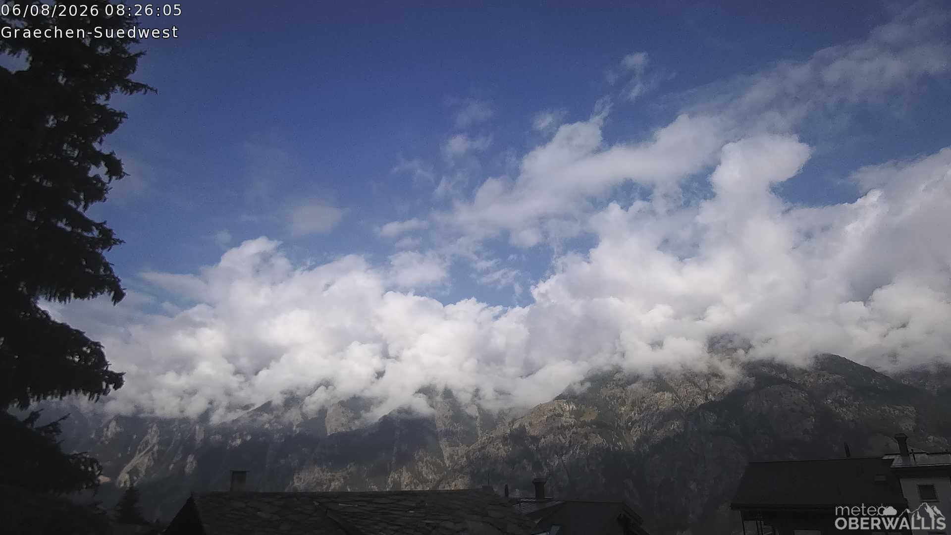 Archiv Foto Webcam Grächen - Blick nach Süd-West