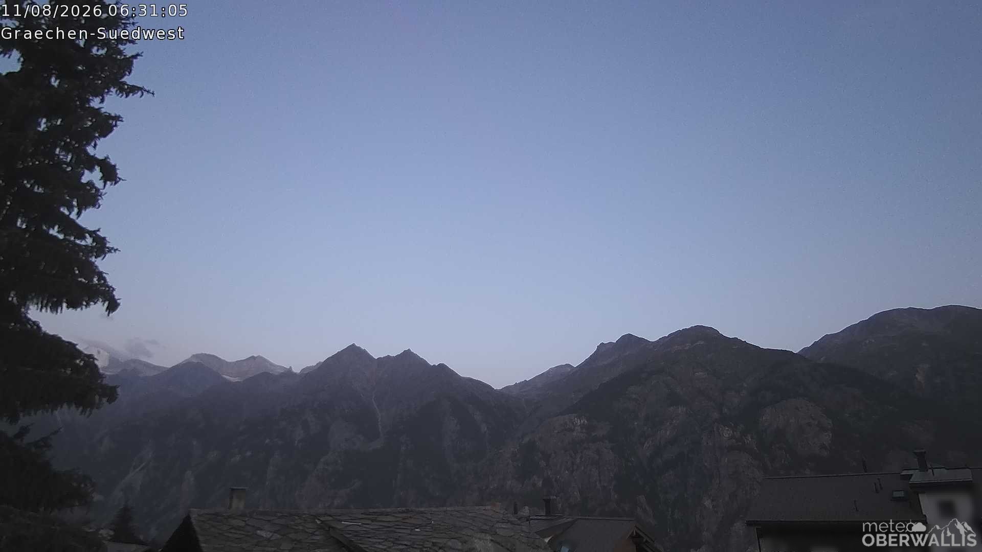 Archiv Foto Webcam Grächen - Blick nach Süd-West