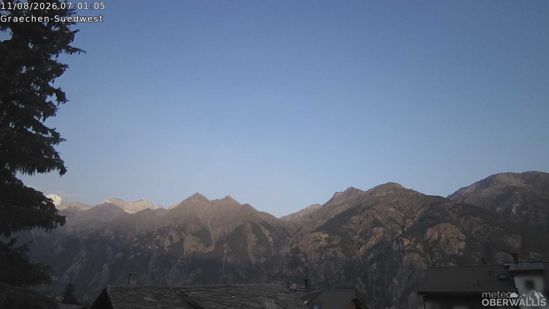 Archiv Foto Webcam Grächen - Blick nach Süd-West