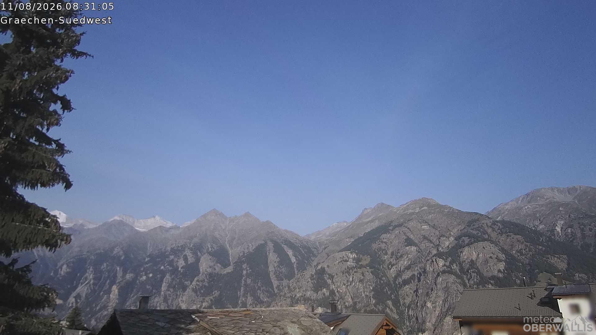 Archiv Foto Webcam Grächen - Blick nach Süd-West