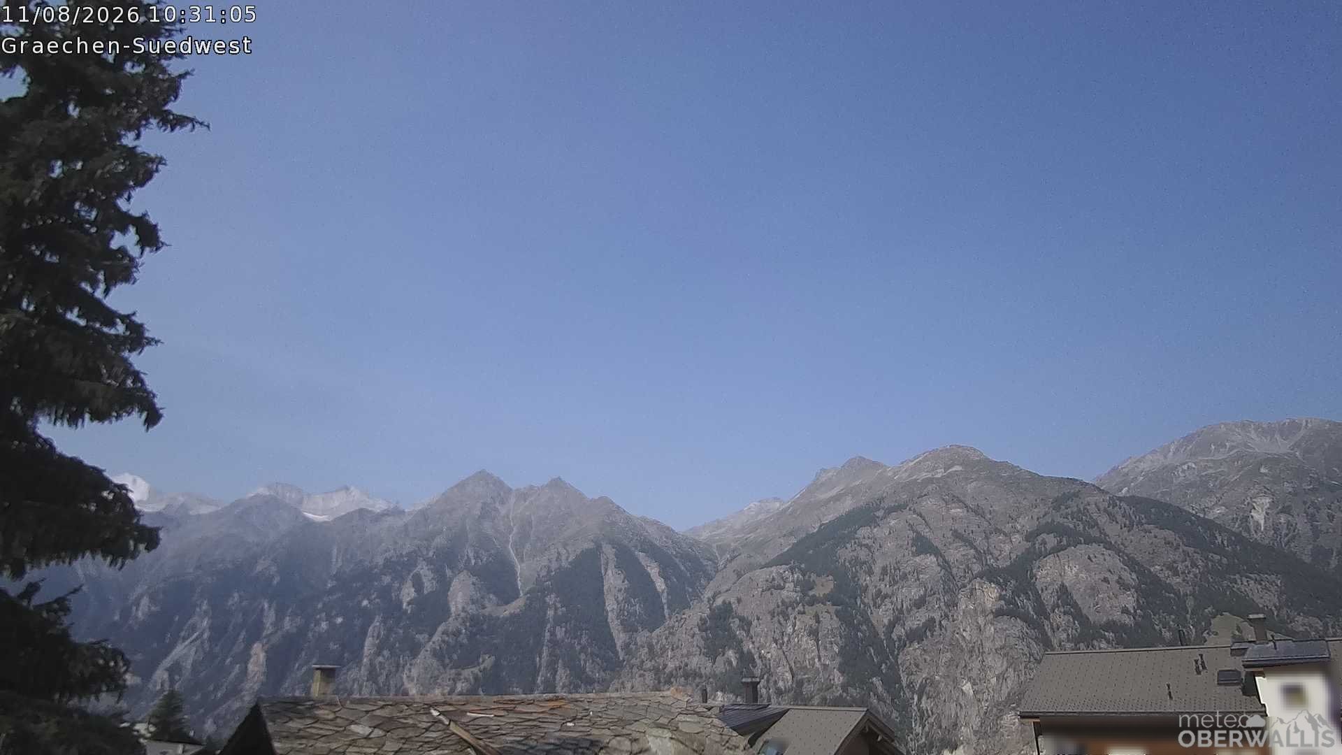 Archiv Foto Webcam Grächen - Blick nach Süd-West