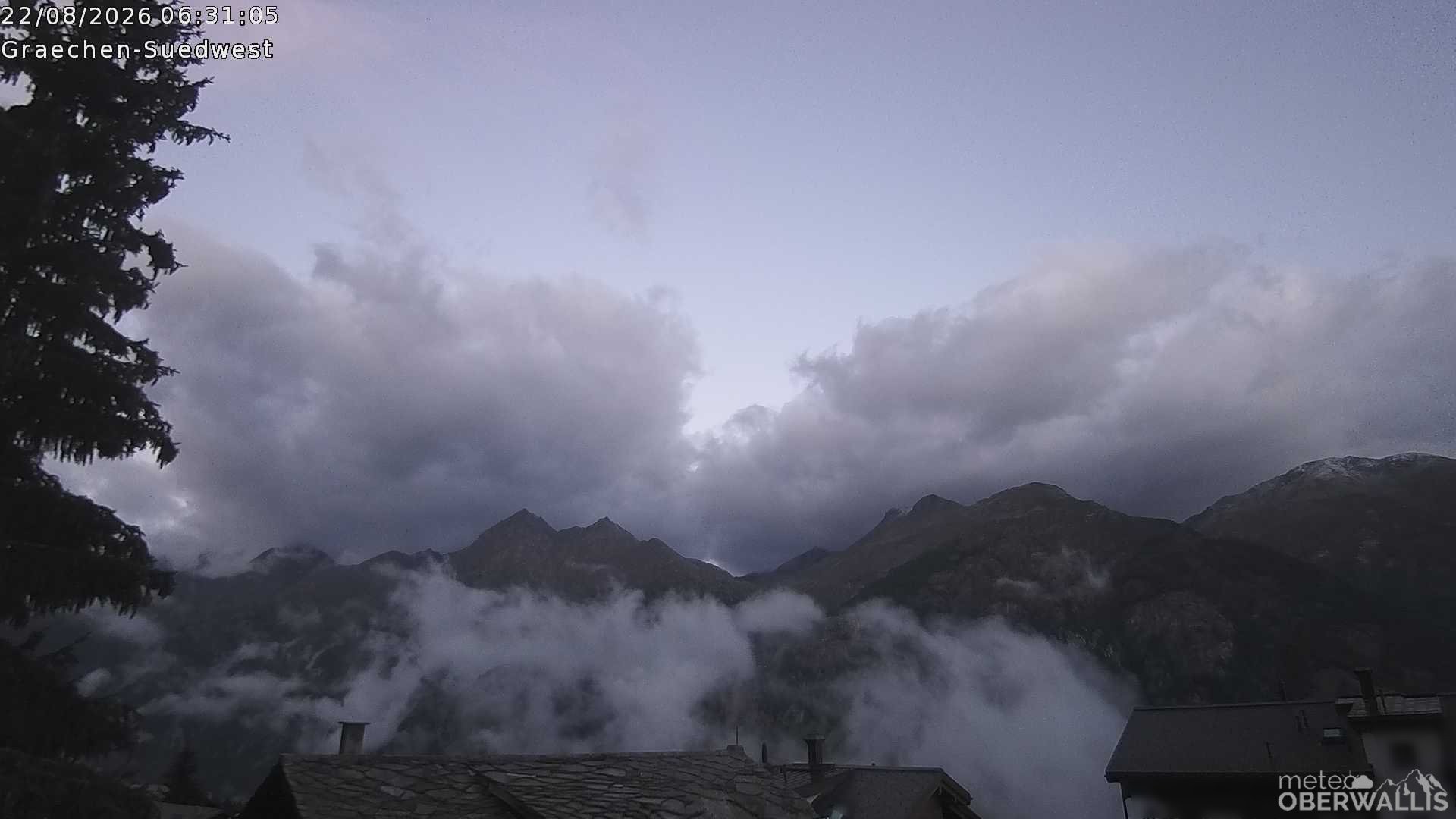 Archiv Foto Webcam Grächen - Blick nach Süd-West