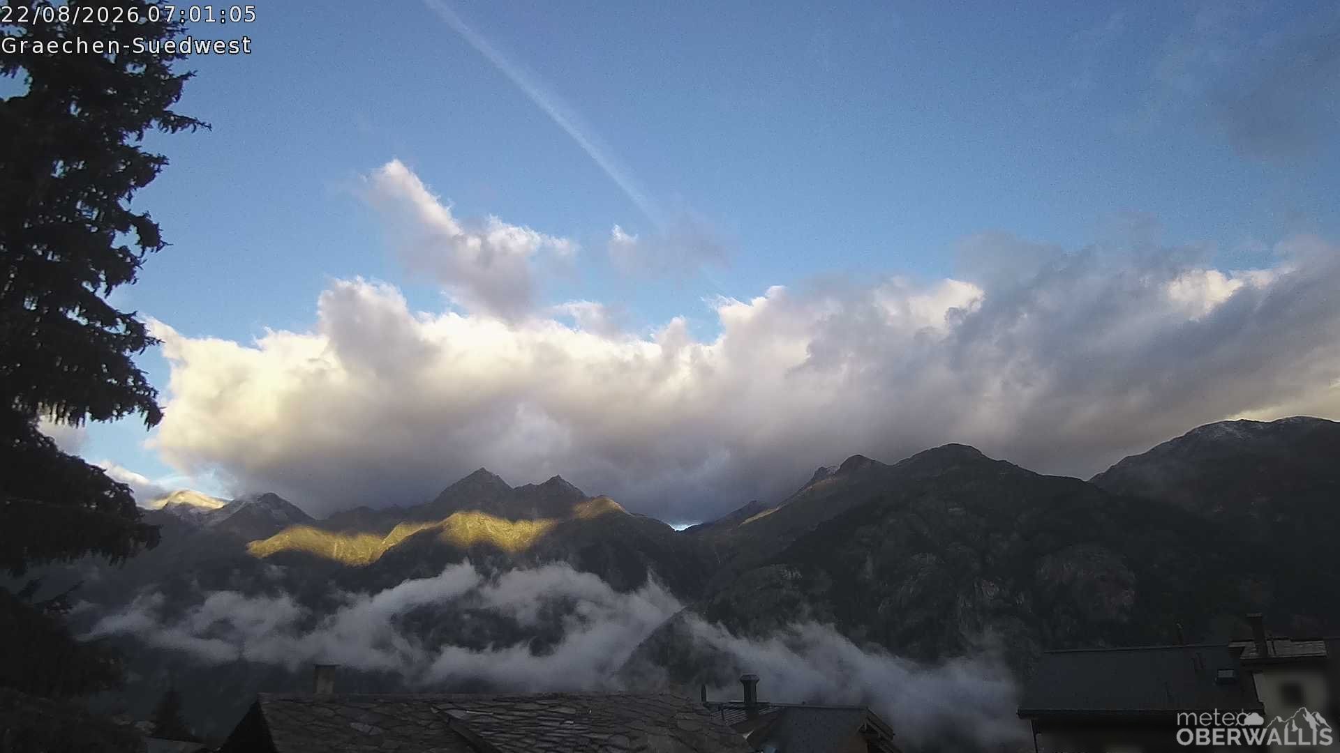 Archiv Foto Webcam Grächen - Blick nach Süd-West