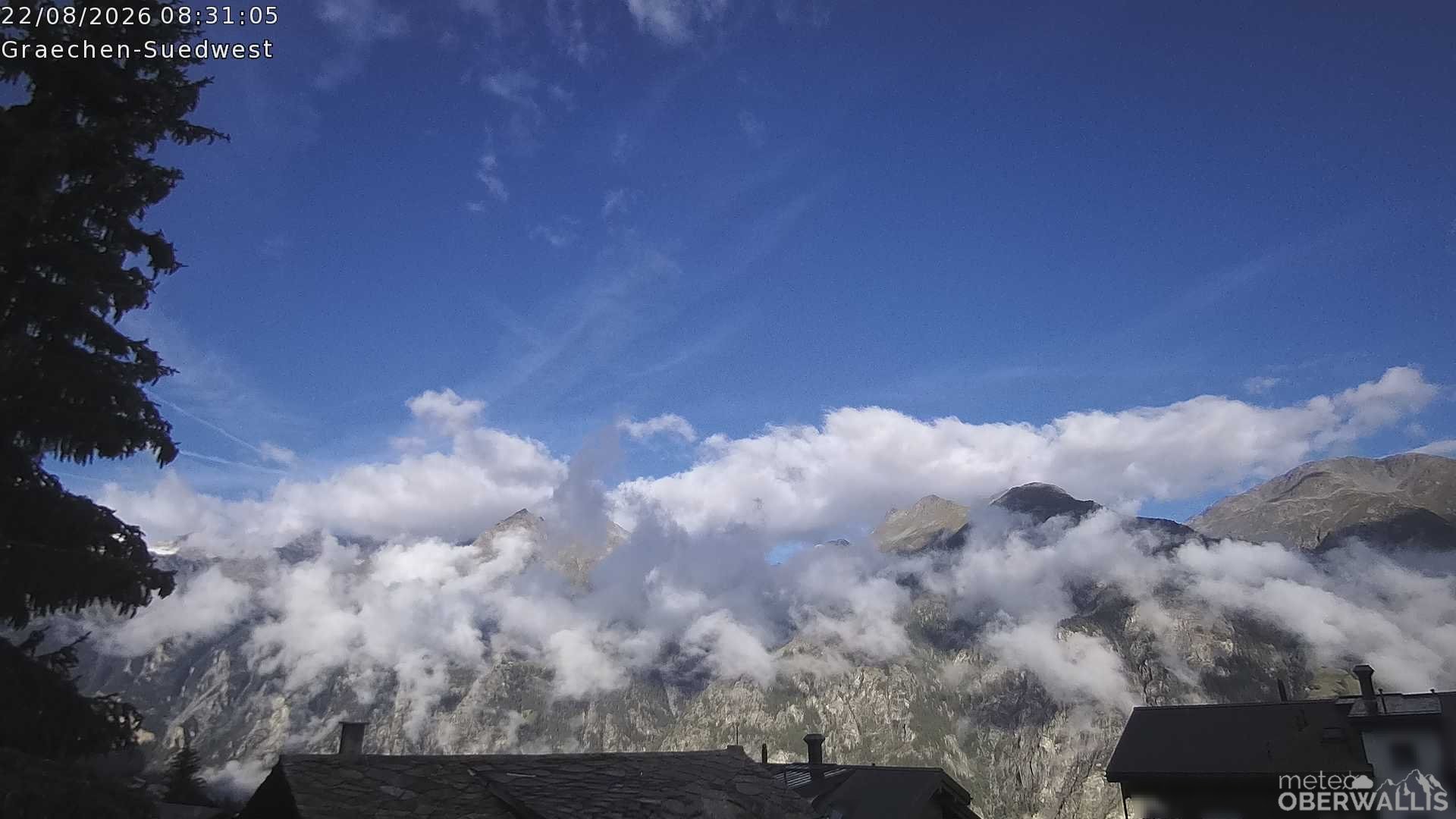 Archiv Foto Webcam Grächen - Blick nach Süd-West