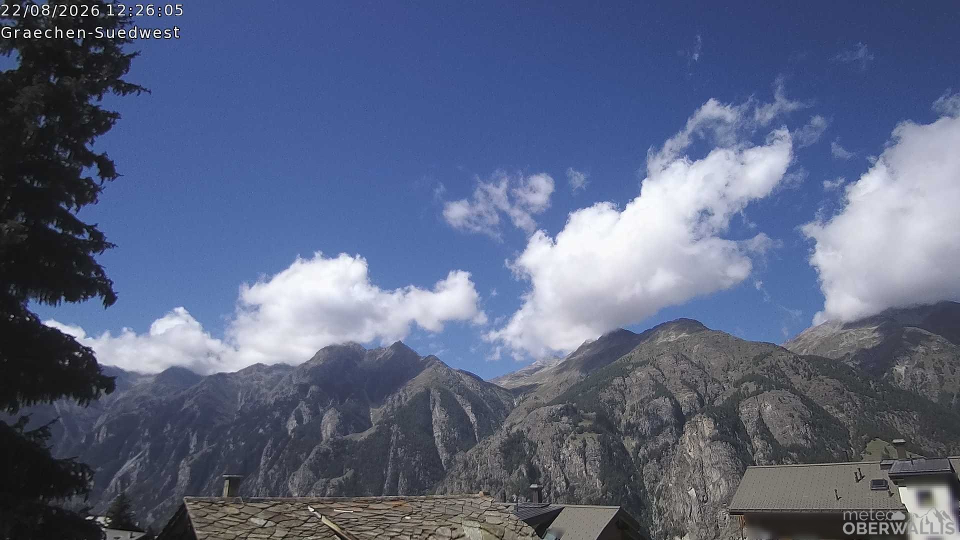 Archiv Foto Webcam Grächen - Blick nach Süd-West