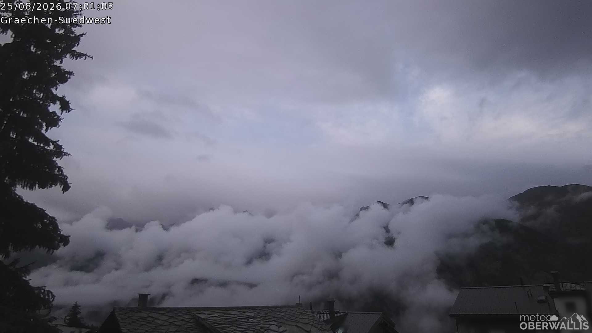 Archived image Webcam Grächen - South-West: Weisshorn