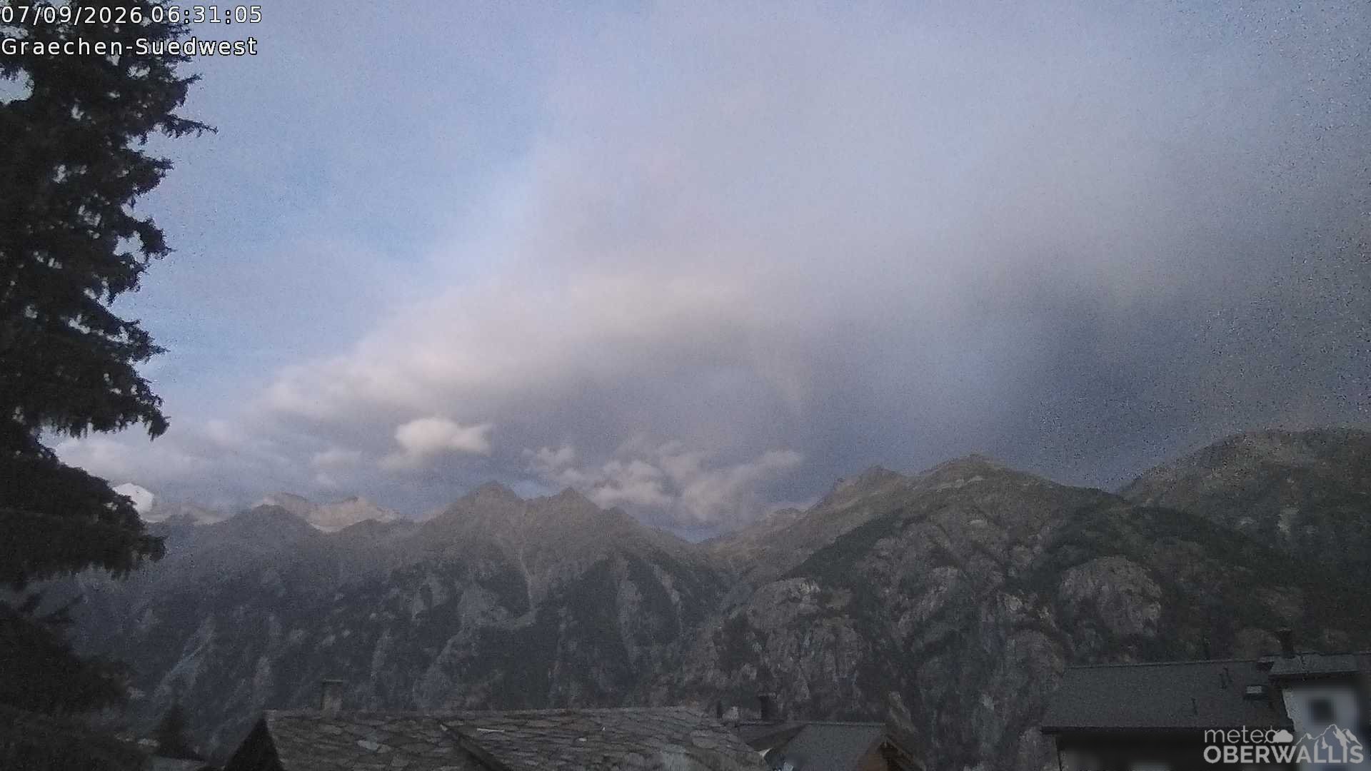 Archiv Foto Webcam Grächen - Blick nach Süd-West