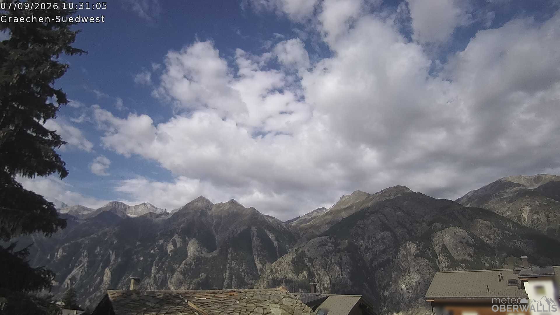 Archiv Foto Webcam Grächen - Blick nach Süd-West